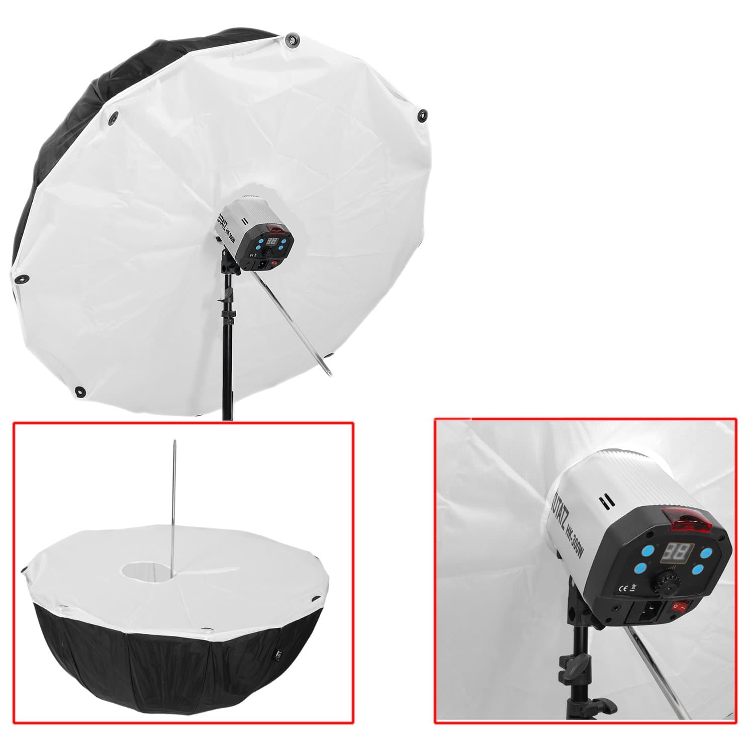 105 cm Parabolic Umbrella Softbox Studio photo Reflector Oftbox Shield Umbrella Black and Silver with Front Diffuser From Life Of Photo