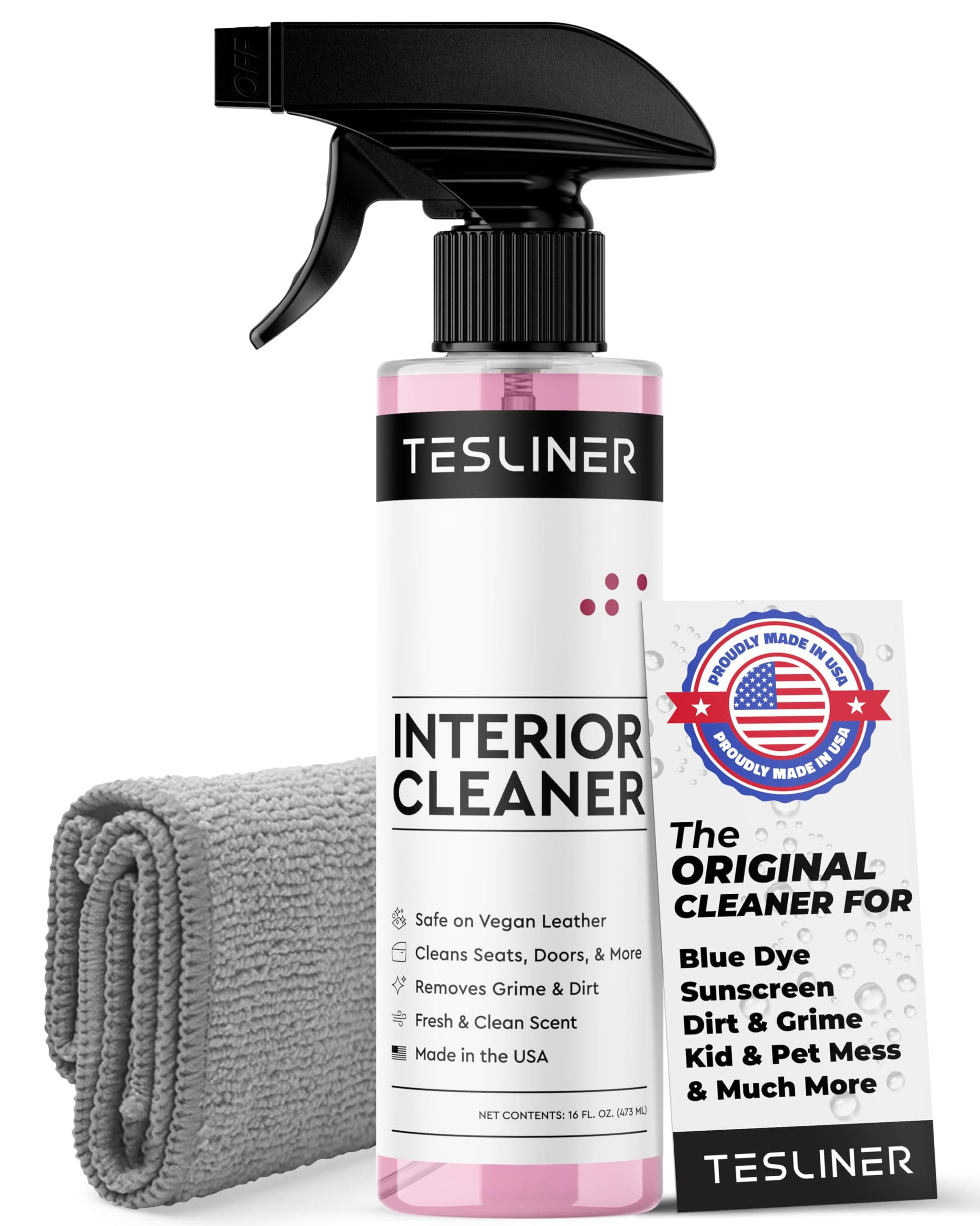 Tesla Seat Cleaner & Stain Remover, Interior Cleaner for Black & White Vegan Leather, Interior Cleaning Products | Tesla Model Y Juniper Accessories 2026, Tesla Model 3 Accessories, S, X, Cybertruck