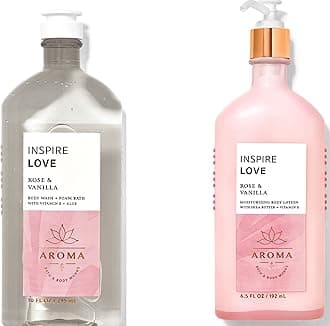 BATH AND BODY WORKS Aromatherapy LOVE - ROSE & VANILLA Duo Body Lotion and Body Wash Full Size