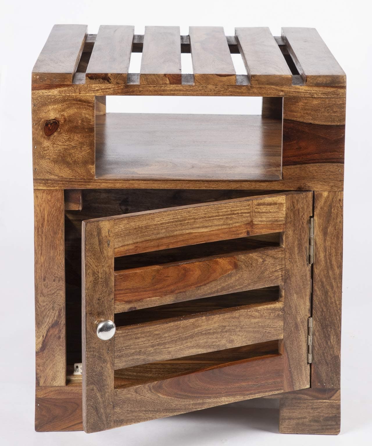 Ikiriya Harvey Sheesham Wood End Table | Corner Table | Tea Table | Bedside Table in Teak Finish (1 Yr. Warranty)