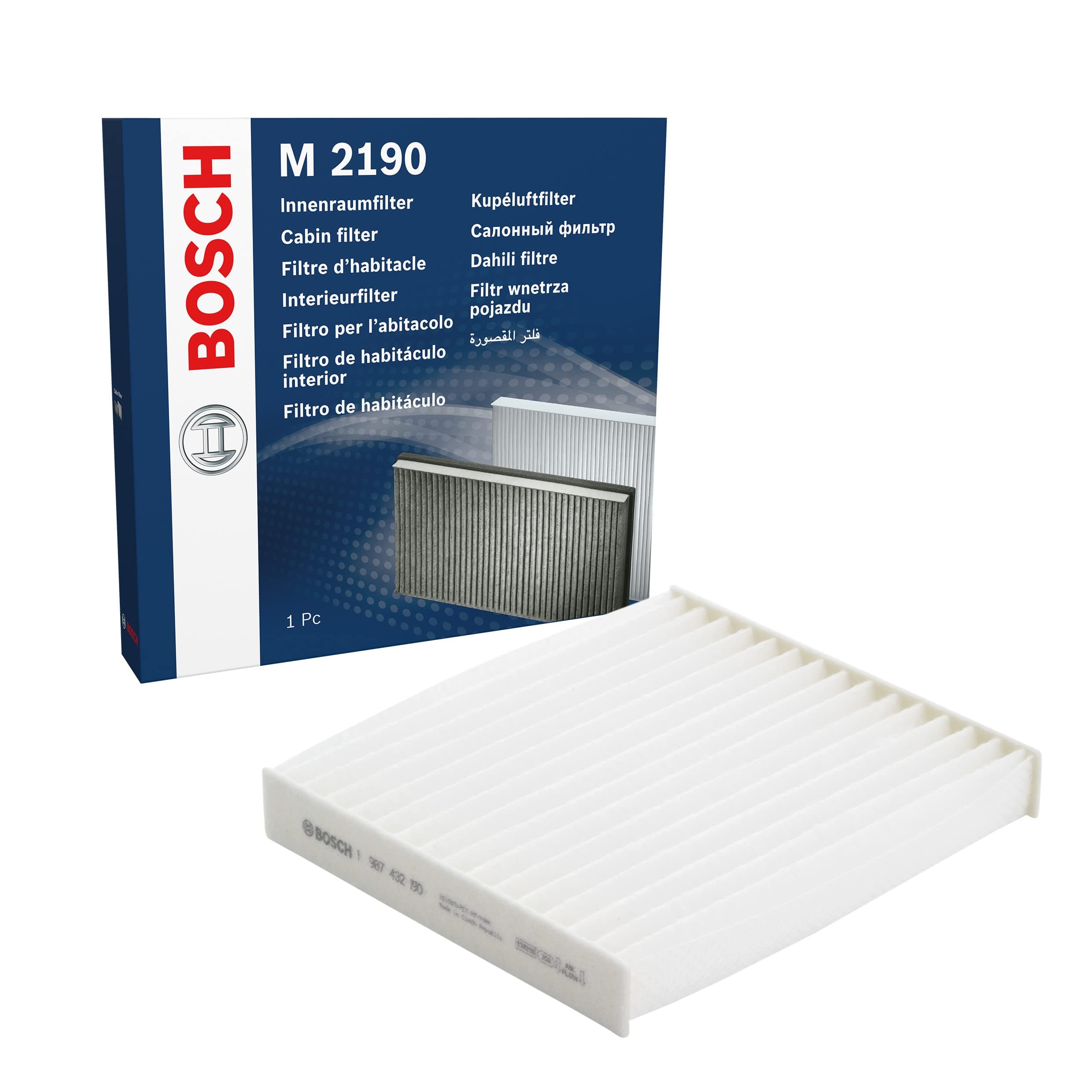 Bosch M2190 Standard Cabin Filter, Replacement Filter - Filters Pollen and Dust for Cleaner Air Inside the Vehicle