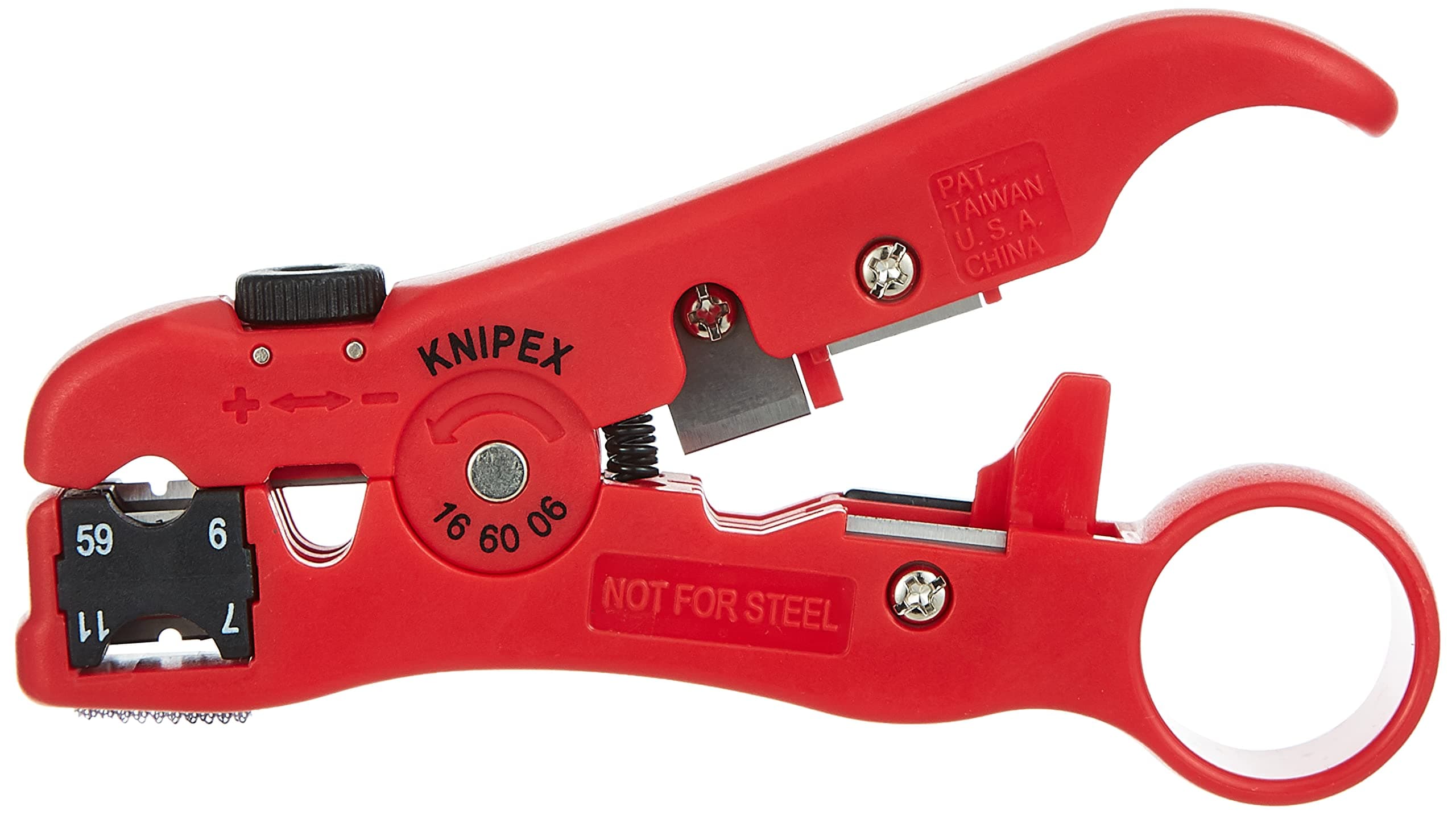16 60 06 SB Stripping Tool for Coax Cables 125 mm (Blister Packed), Red