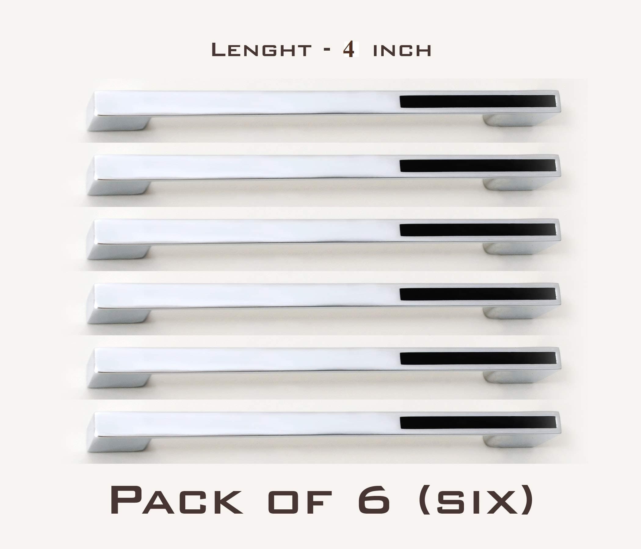 GS Gujarat™ Drawer Handle, Modular Kitchen Cabinet Handle, Handle, Nickel Finish 4'' Inches, (Wooden Design) Pack of 6,