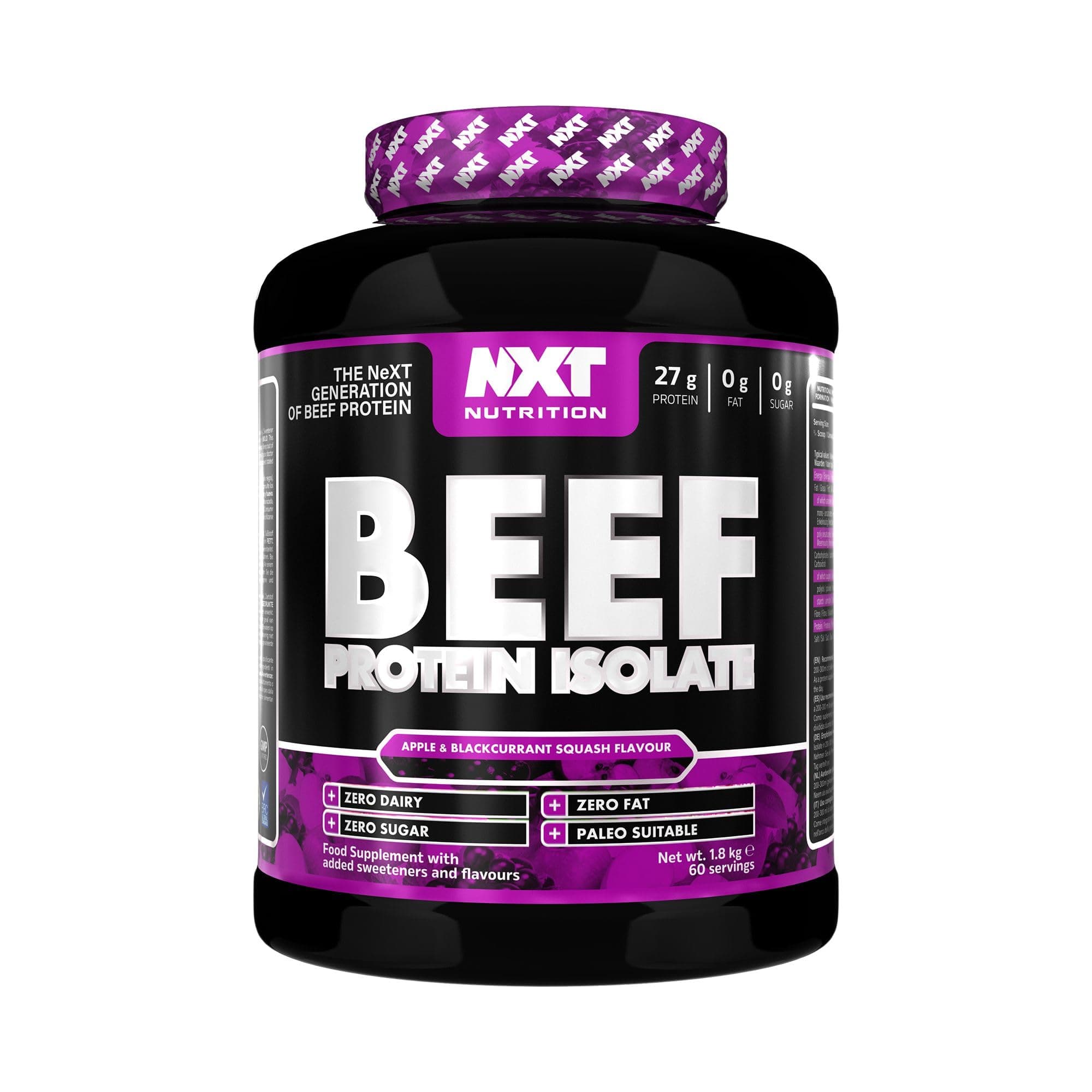 Beef Protein Isolate Juice, High Beef Protein in Natural Amino Acids - Paleo, Keto Friendly - Dairy Lactose and Gluten Free | 1.8kg (Apple & Blackcurrant)