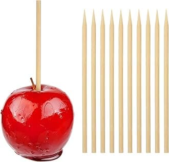 HANSGO 100PCS Wooden Candy Apple Sticks, 5 mm 7 inch Birch Caramel Apple Cotton Sticks Semi Pointed Lollipop Skewer for Festival Party Favor BBQ Corn Dog