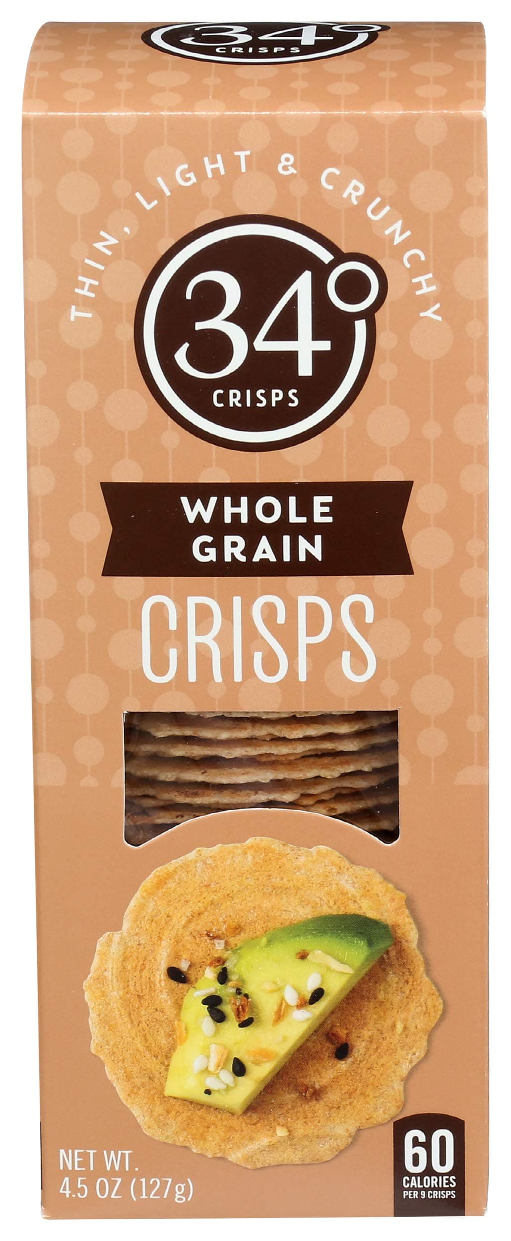 34 Degrees Crisps | Whole Grain Crisps | Thin, Light & Crunchy Crisps, Single Pack (4.5oz)