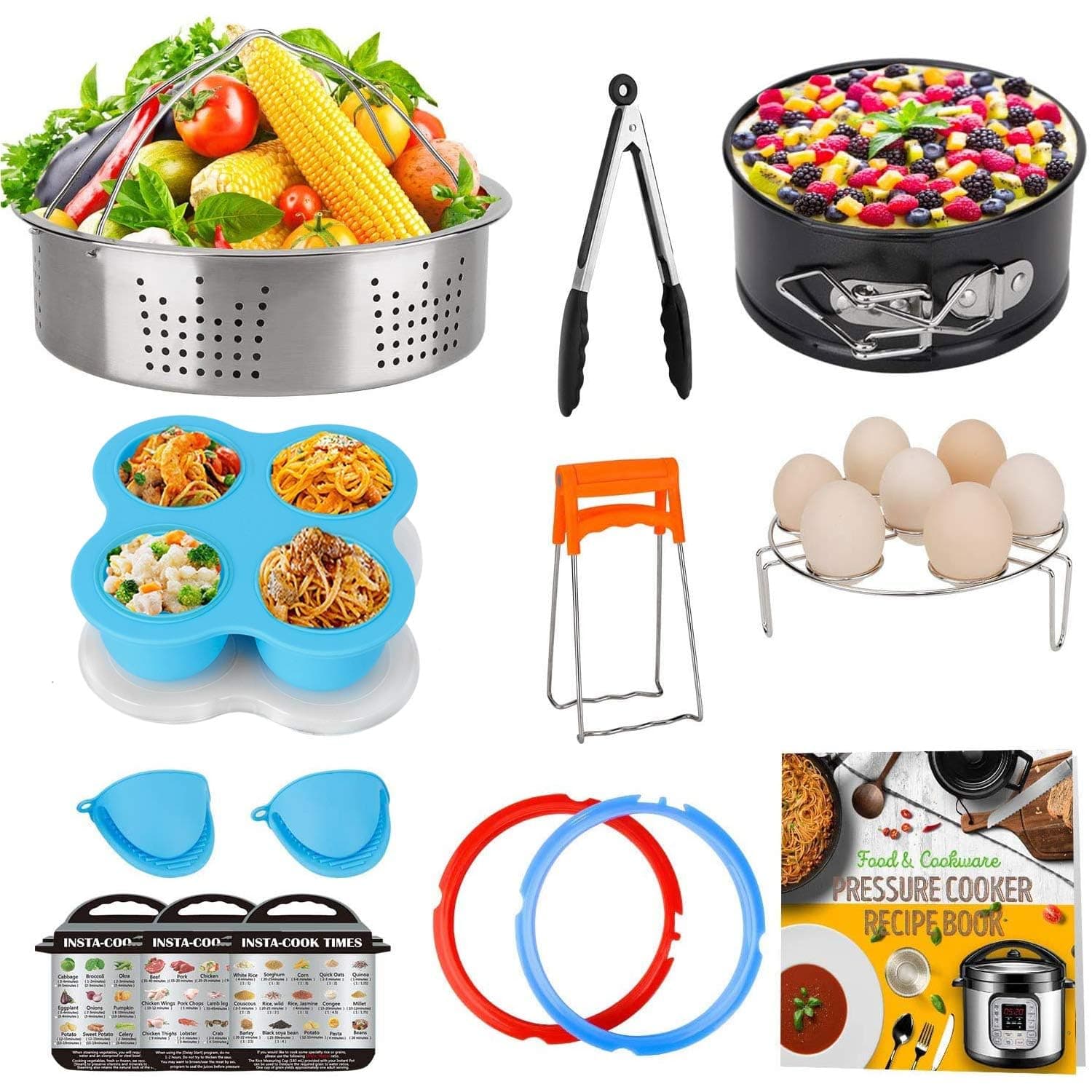 3 Qt Accessories Set for Pot, Compatible with Pot Accessories 3 Quart Only, Mini Accessory Including Sealing Ring Steamer Basket Springform Pan Egg Rack Trivet