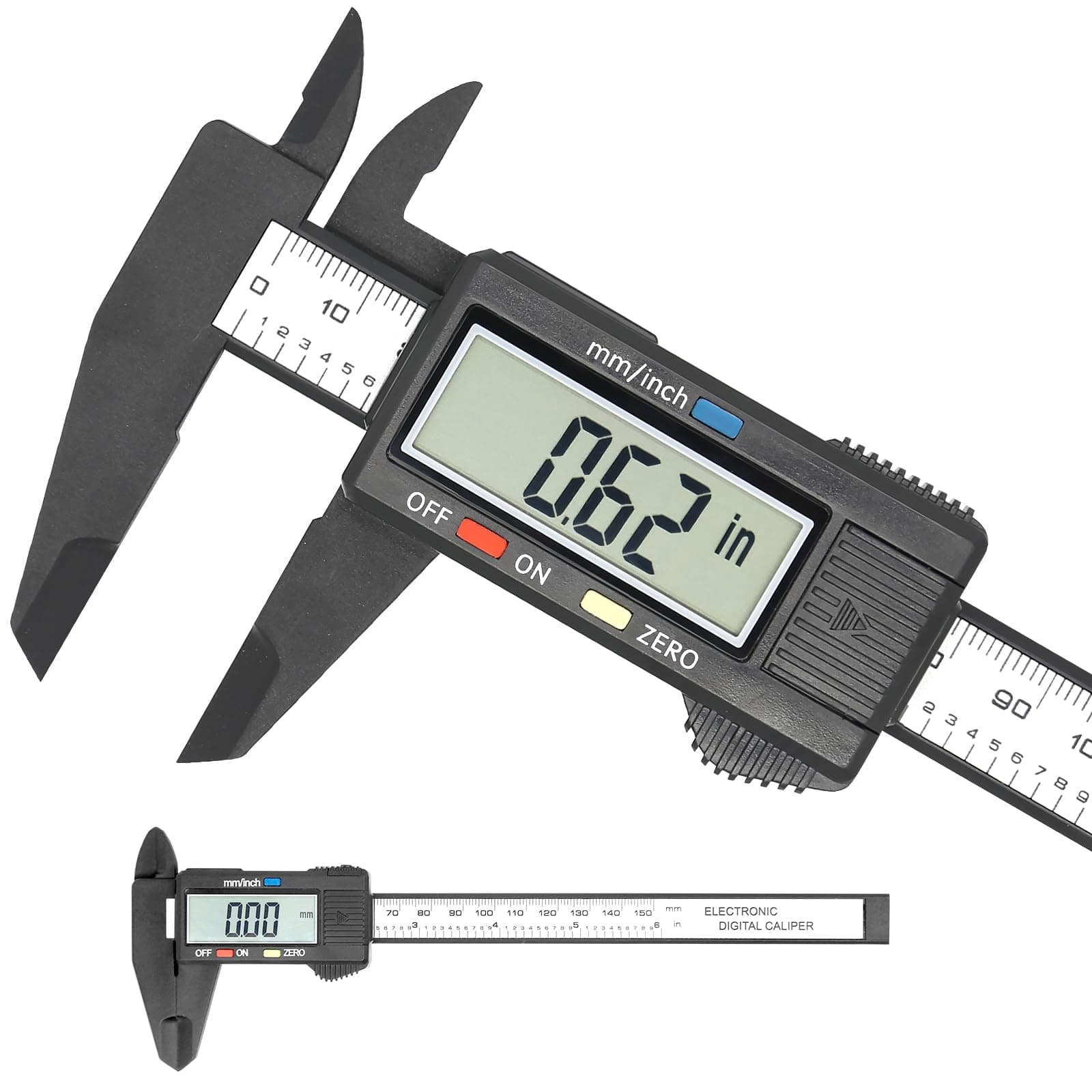 Electronic Digital Caliper, Plastic Vernier Caliper, 0-6 Inch/0-150 mm, Auto Off Featured Micrometer Ruler