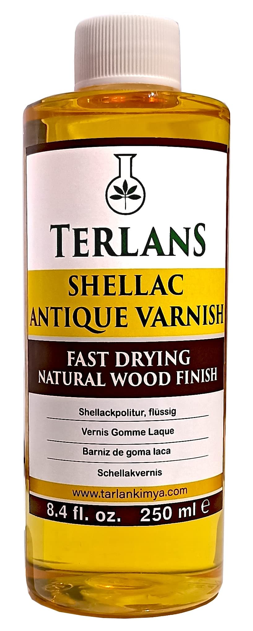 TERLANS Blonde Shellac Liquid, 8.4 fl oz (250 ml) | Natural Wood & Instrument Finish | Light Protective Coating for Antique Restoration