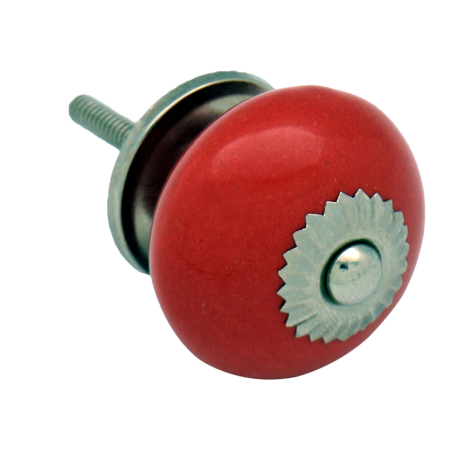 Nicola Spring Ceramic Cupboard Drawer Handle Knob - Red