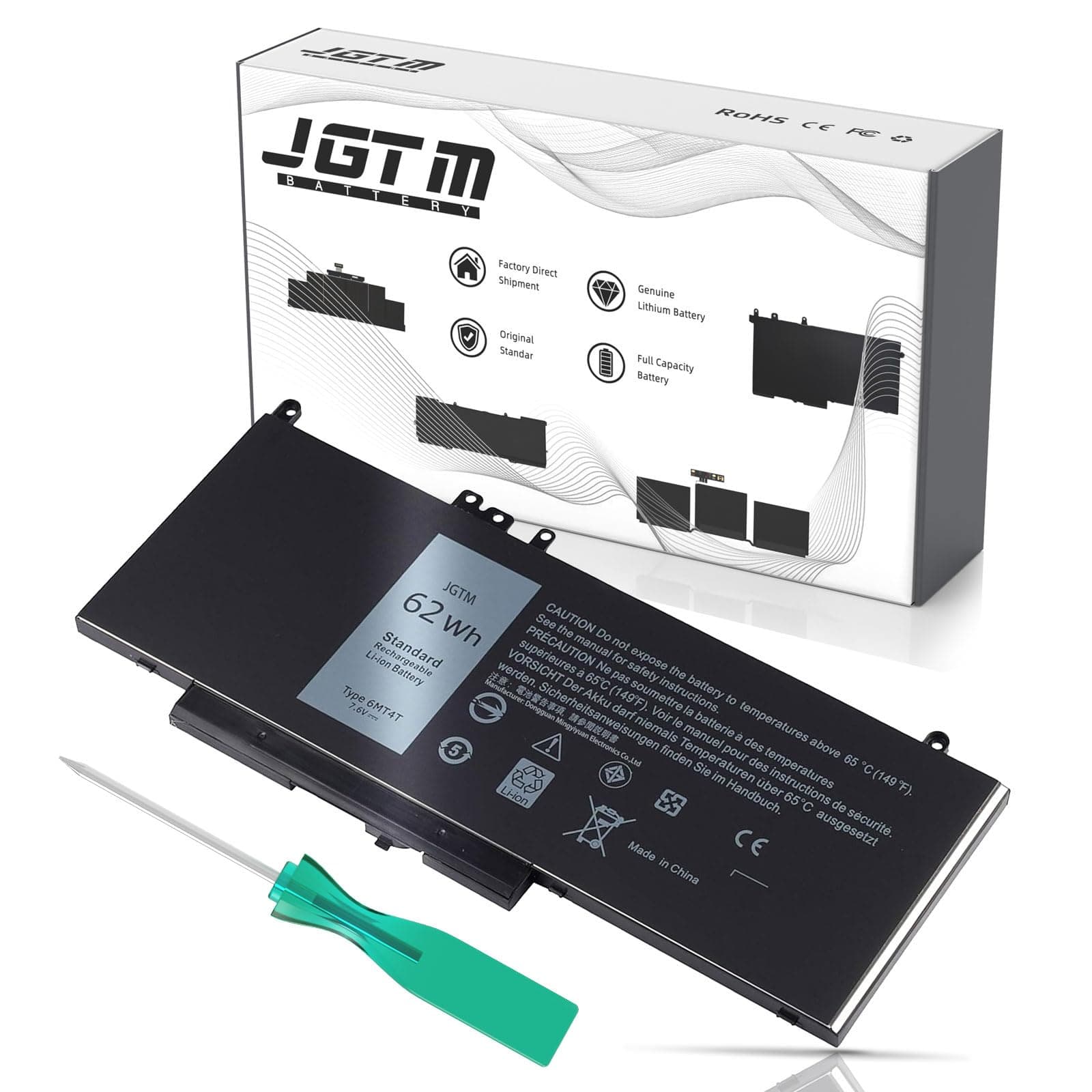 for Dell Latitude E5470 E5570 Battery Replacement, Model 62Wh 6MT4T Battery Compatible with Latitude 14 5470 E5470 15 5570 E5570 Precision 15 3510 M3510 Series Notebook