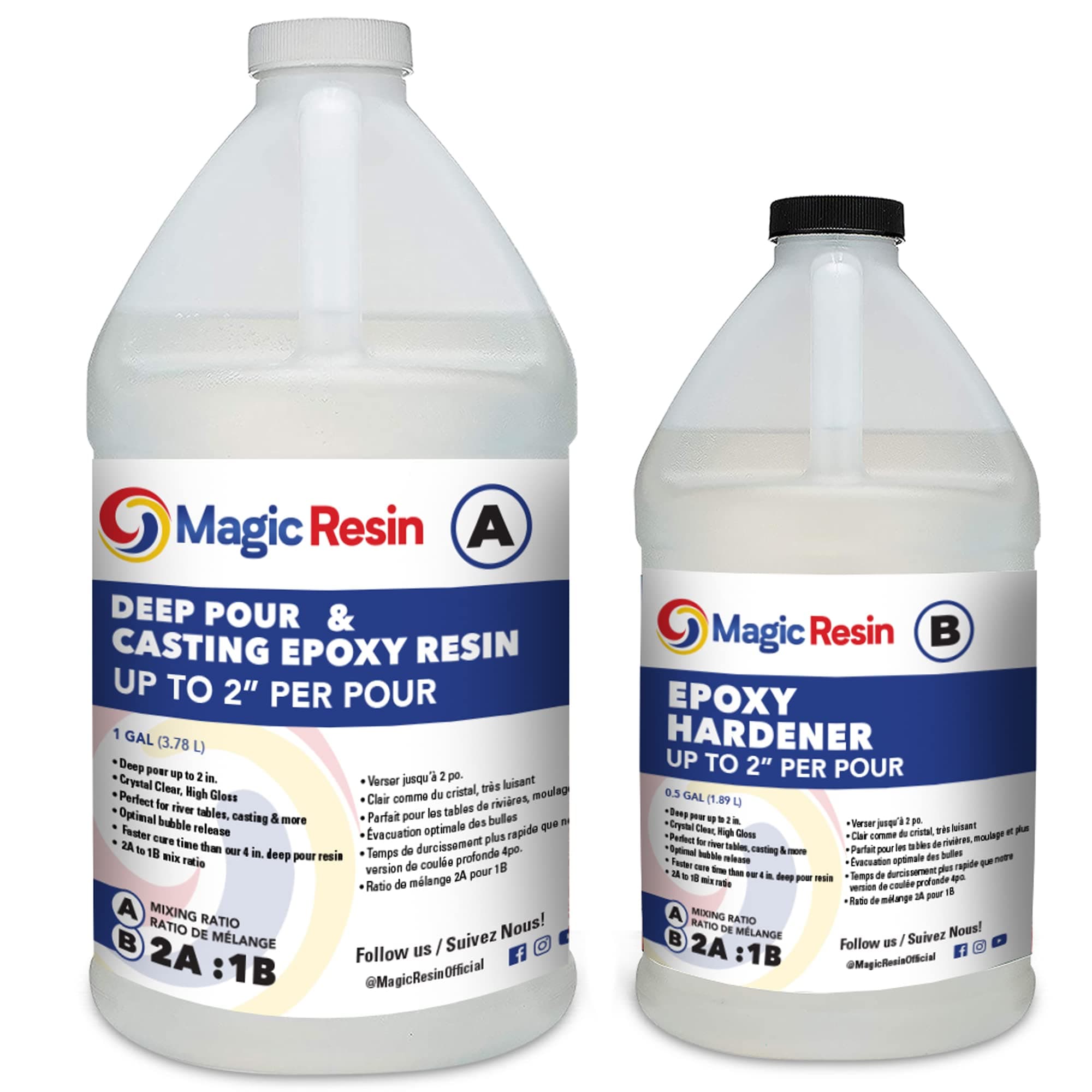 Magic Resin | 1.5 Gallon (5.7 L) | 2'' Deep Pour & Casting Epoxy Resin Kit | Low VOC & Low Odor | Crystal Clear | for River Tables, Deep Pour, Casting, Molding, Jewelry, Crafting & More