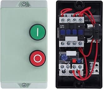 KUIDAMOS Magnetic Electric Motor Starter Control, Single Phase 220 230V 7A 3 Phase 380 400V 10A, Push Button Actuator, Manual Operation, Green