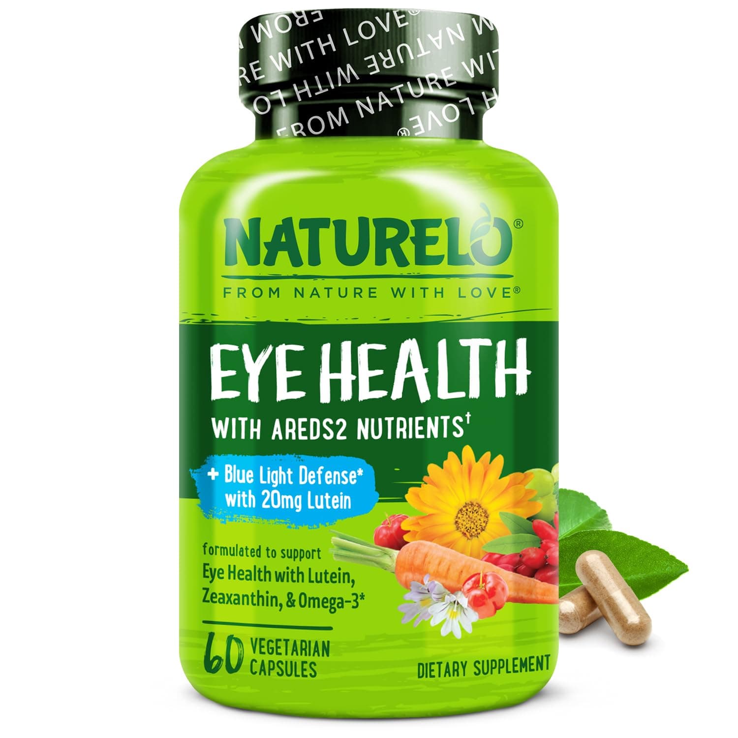 Eye Vitamins - AREDS 2 Formula Nutrients with Lutein, Zeaxanthin, Vitamin C, E, Zinc, Plus DHA - Supplement for Dry Eyes, Healthy Vision, Eye Support - 60 Vegan Capsules