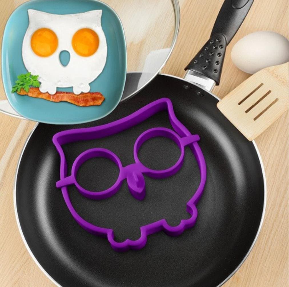 Fried egg pancake molds,GOODCULLER Silicone Owl Shaped Fried Eggs Fried Eggs Shaper Breakfast Kitchen Cooking Tool