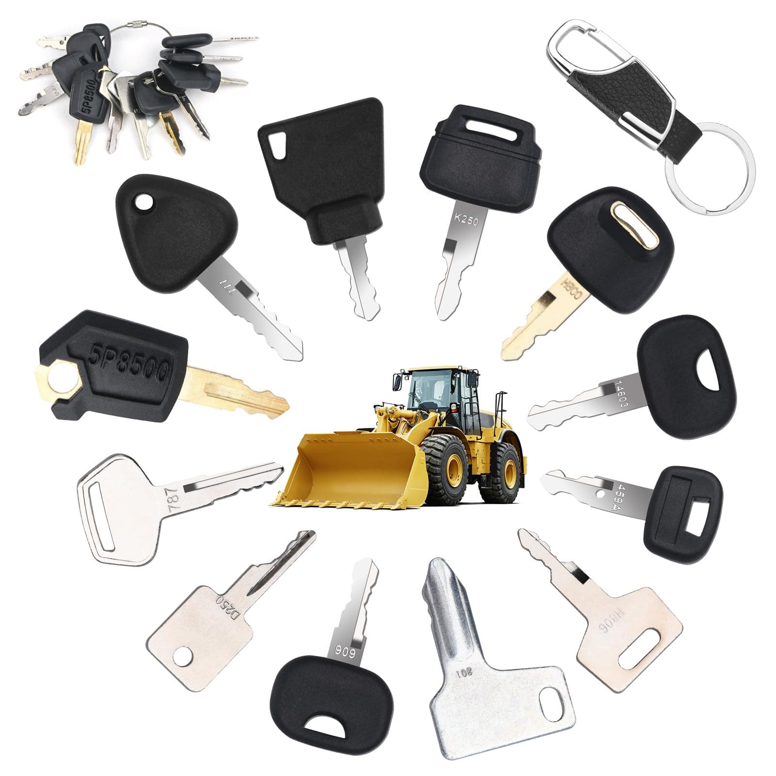 URAQT Ignition Starter Key Set, 12 Pcs Replacement Ignition Key Set, Universal Ignition Switch Spare Keys, Suitable for Agricultural and Excavator Machinery-Factories-Dump Trucks-Tractors-Bulldozers