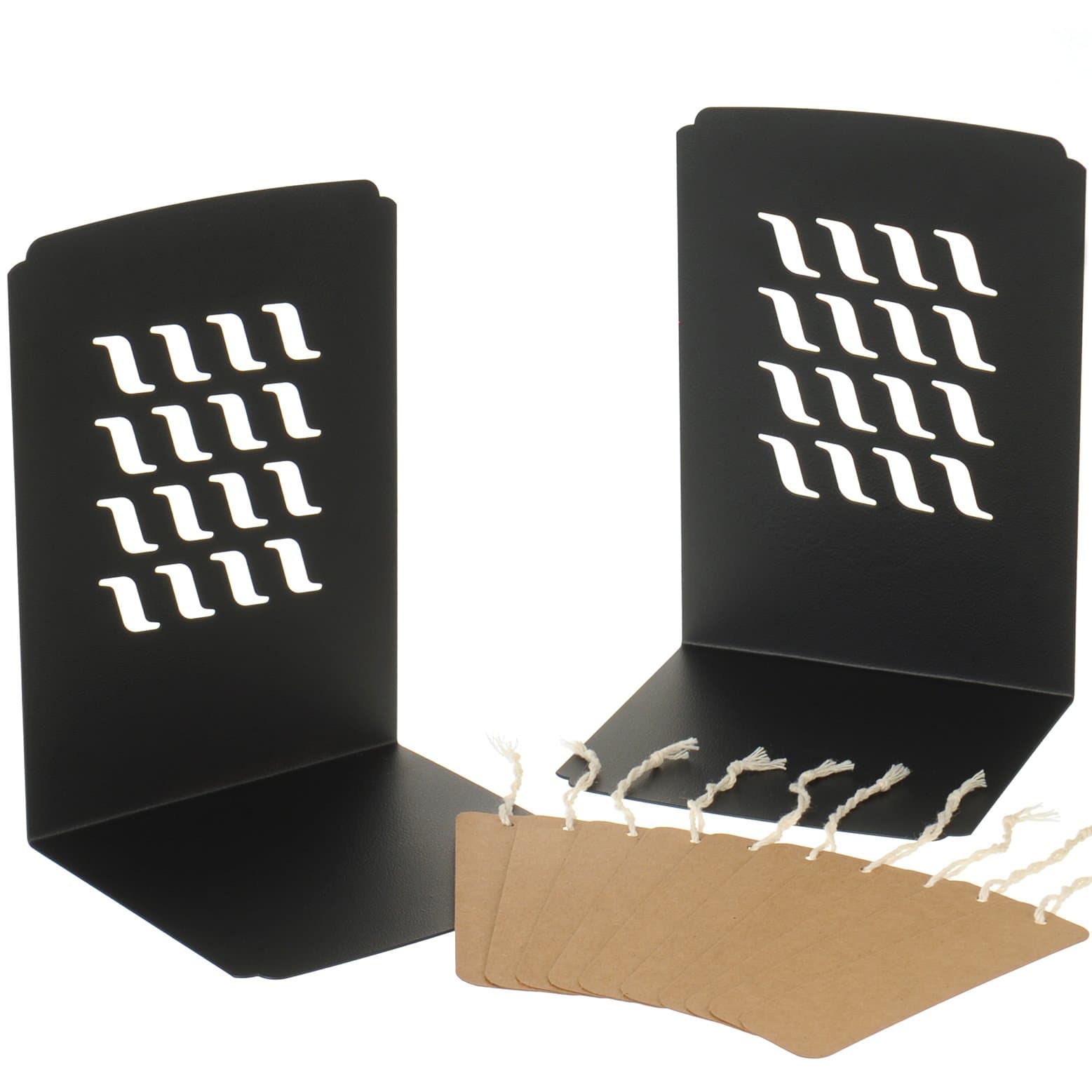 8.3" Extra Large Heavy-Duty Bookends (1 Pair) + 10 Kraft Paper Bookmarks