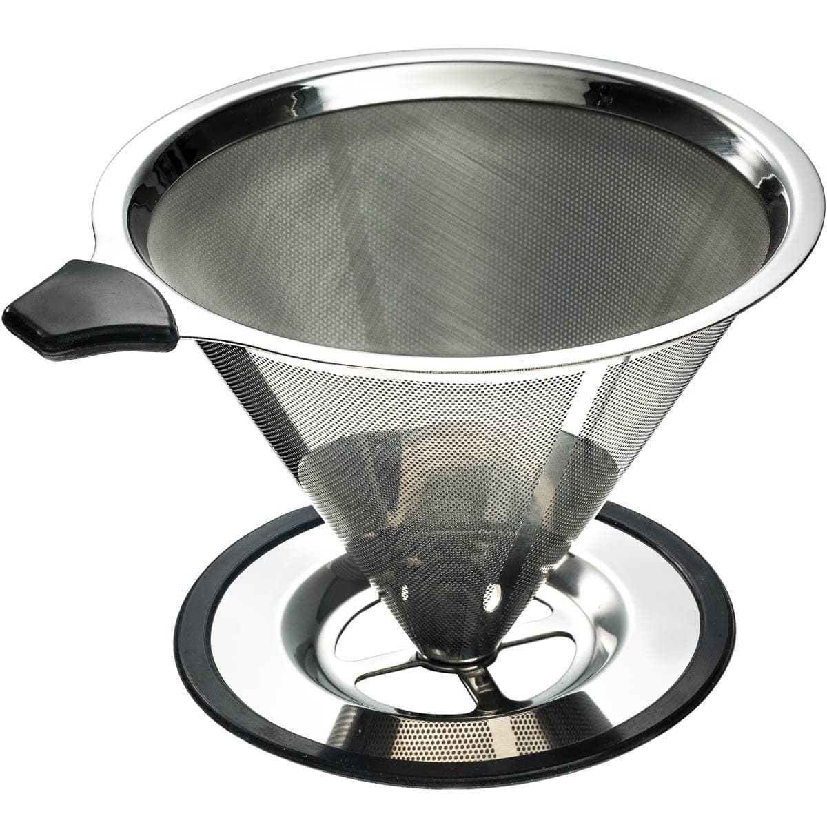 Clever Pour Over Coffee Dripper With Cup Stand (Size #4) - Paperless and Reusable - Ultra Fine Micro Mesh Filter - Perfect for Manual Brewing - BONUS: Coffee Scooping Spoon + Cleaning Brush.