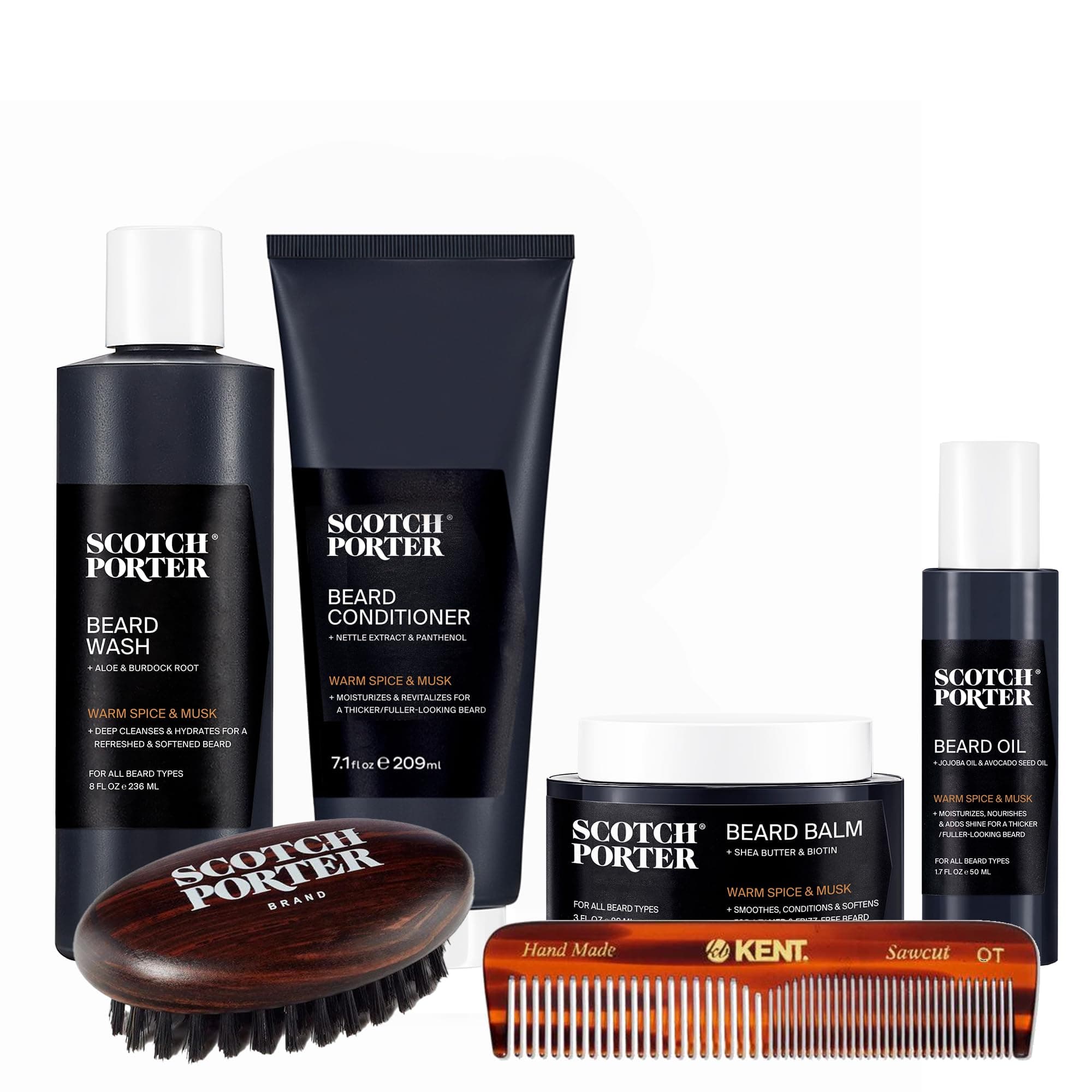 Ultimate Beard Collection – Cleanse, Moisturize, Soothe & Style while Encouraging Growth for a Fuller/Healthier-Looking Beard – Includes Wash, Conditioner, Oil, Balm, Brush & Comb