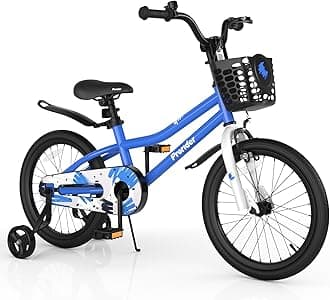 BABY JOY Kids Bike, 12 14 16 18 20 Inch Children Bikes for Boys Girls Teens 3-8 8+ Years w/Training Wheels or Kickstand, Handbrake, Coaster Brake & Removable Basket, Kids Bicycle of Multiple Colors