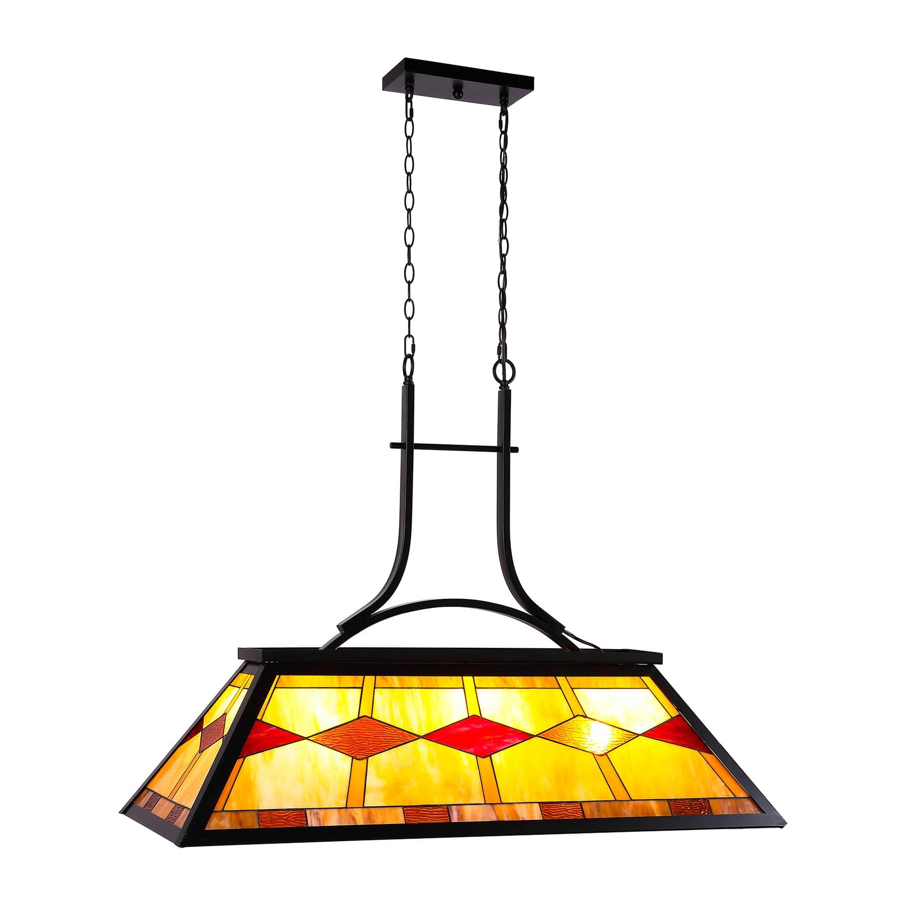 3-Light Antique Bronze Finish Billiard Pool Table Lighting, Large Kitchen Island Pendant Light, 3 Lights Island Chandelier with Tiffany Shade, 3Lt Hanging Fixture