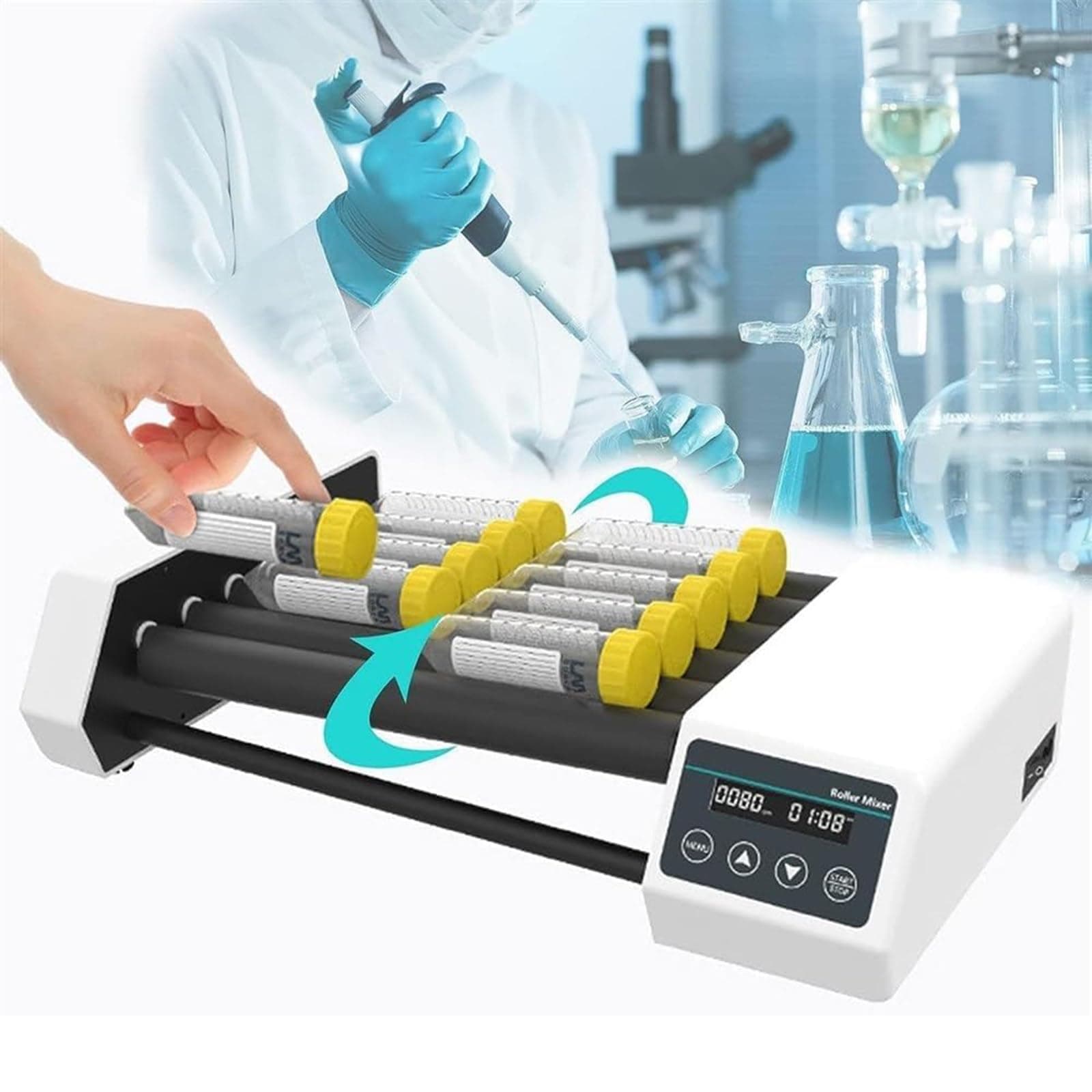 ZYLDDS Labnique Digital Tube Roller Mixer,6 Rollers,Lab Roller Shaker Laboratory Shaking Equipment,Brushless Motor, 100-220V, 50/60Hz, For Centrifuge Tube/Blood Collection Tube