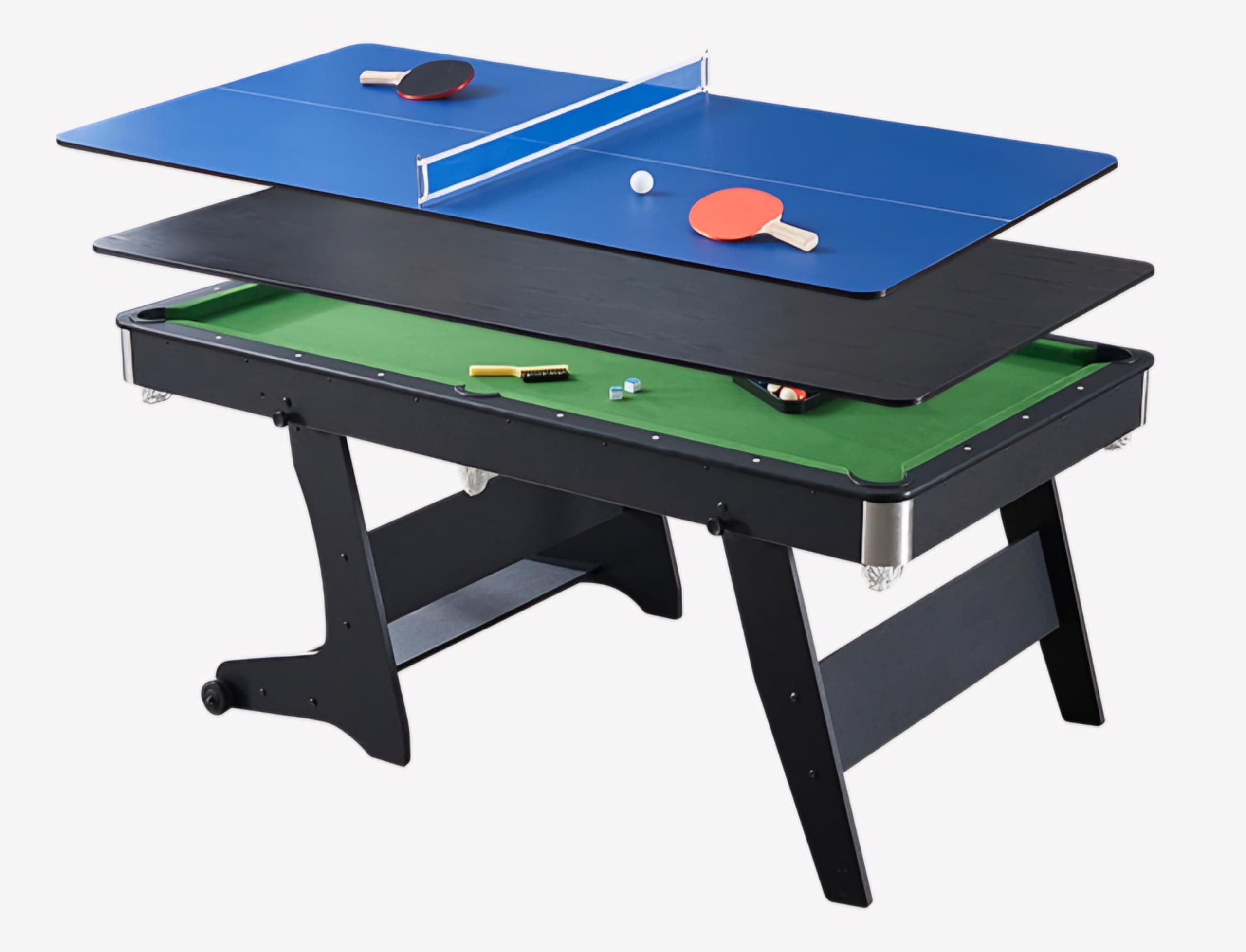 RUP 6ft 3 in 1 Pool/Billiards, Ping Pong/TT, Study Multi Game Table