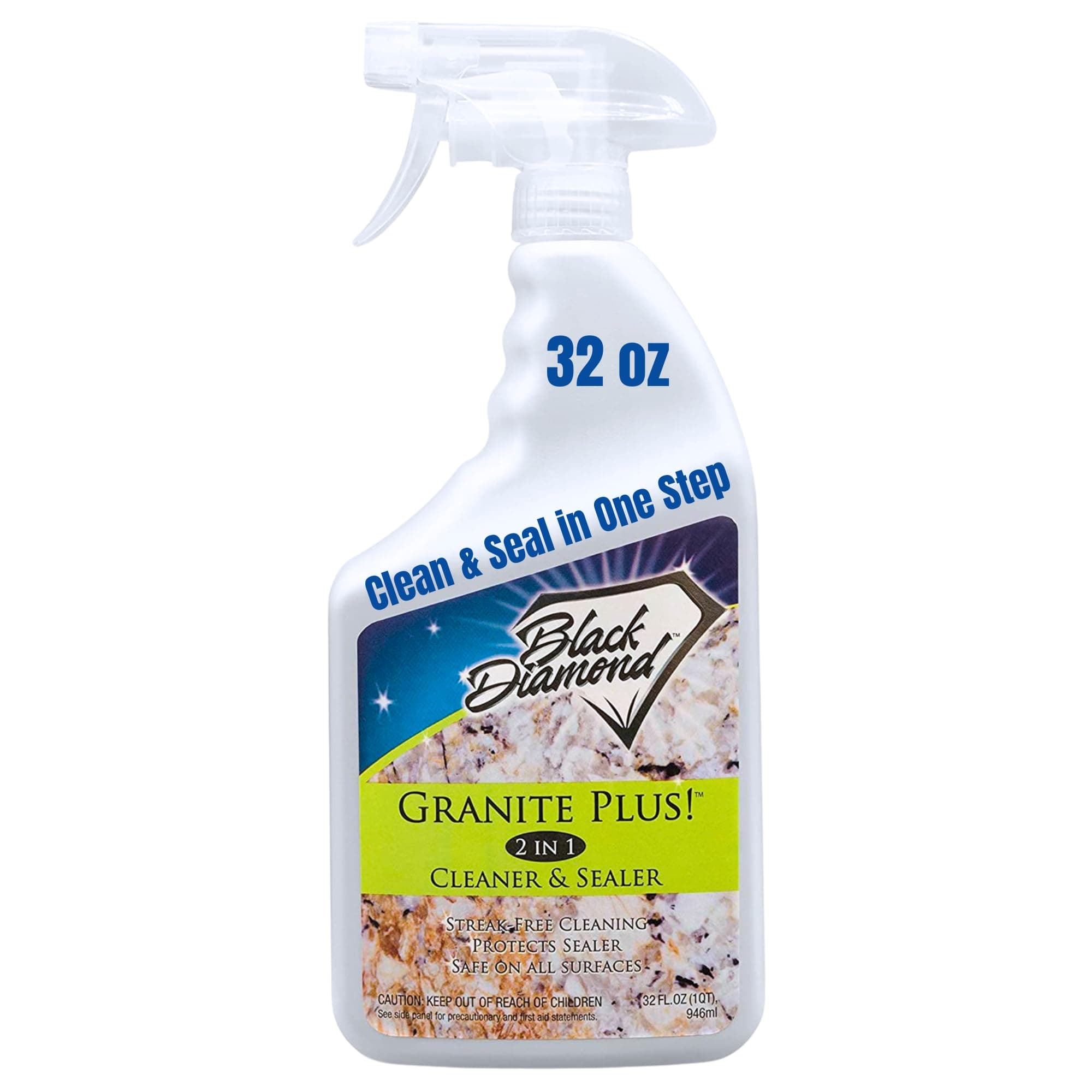 Black Diamond Stoneworks Granite Plus! 2 in 1 Cleaner & Sealer for Granite, Marble, Travertine, Limestone, Ready to Use!