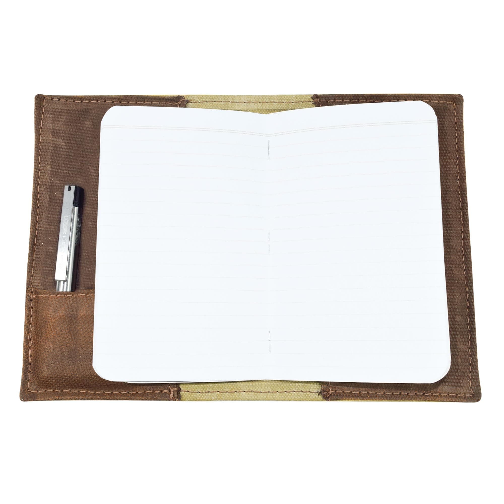 Waxed Canvas Field Notes Cover, Wallet Case (3.5 x 5.5 in.) Journal Cover with Pencil Paper & Cards Slot, Travelers Pocket Notebook Handmade (Honey Bourbon)