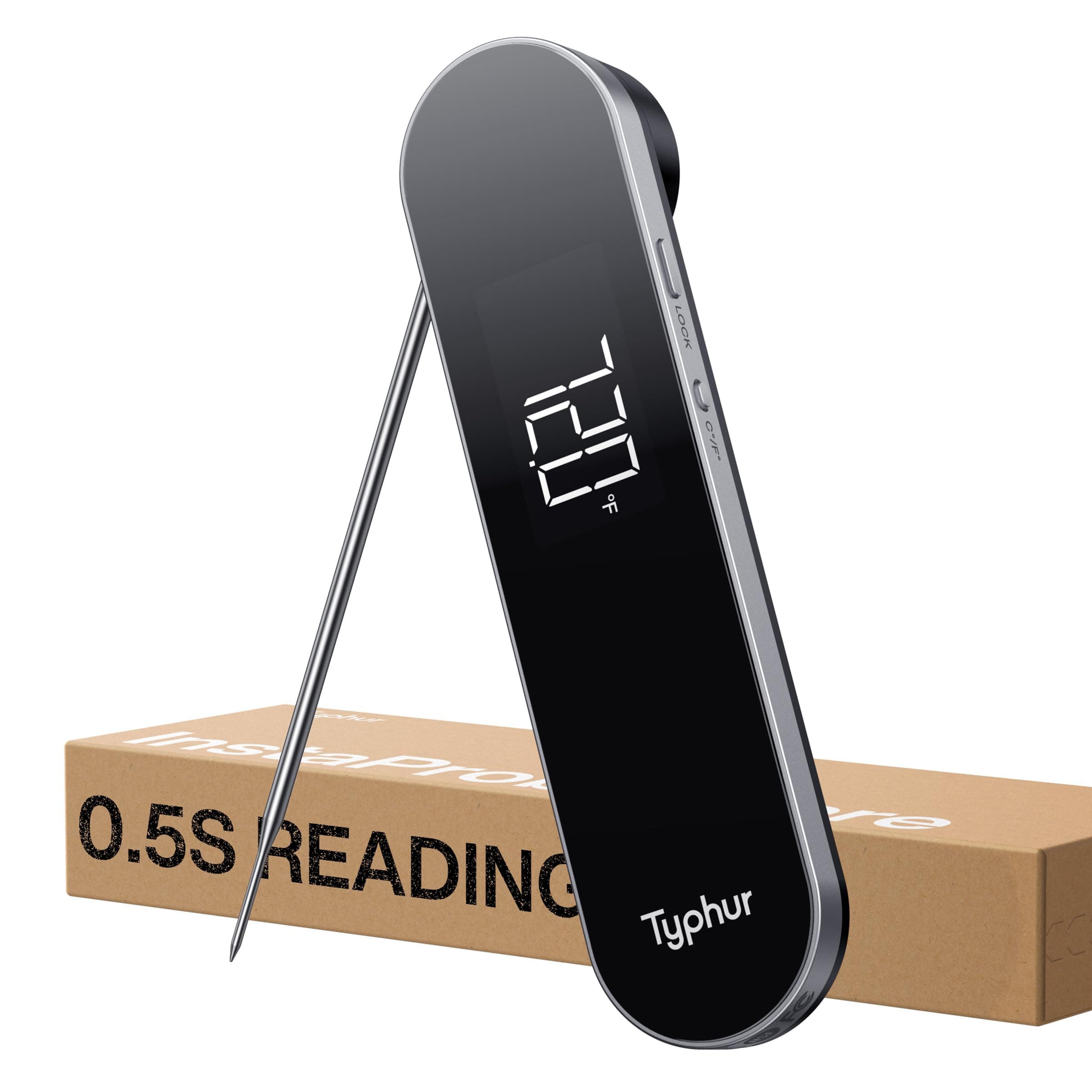 Typhur InstaProbe Core 0.5 Sec Instant Read Meat Thermometer Digital with Readable Display in Sunlight for Cooking, Professional Thermometer with IP67 Waterproof for Grill, BBQ, Cooking, Smoker