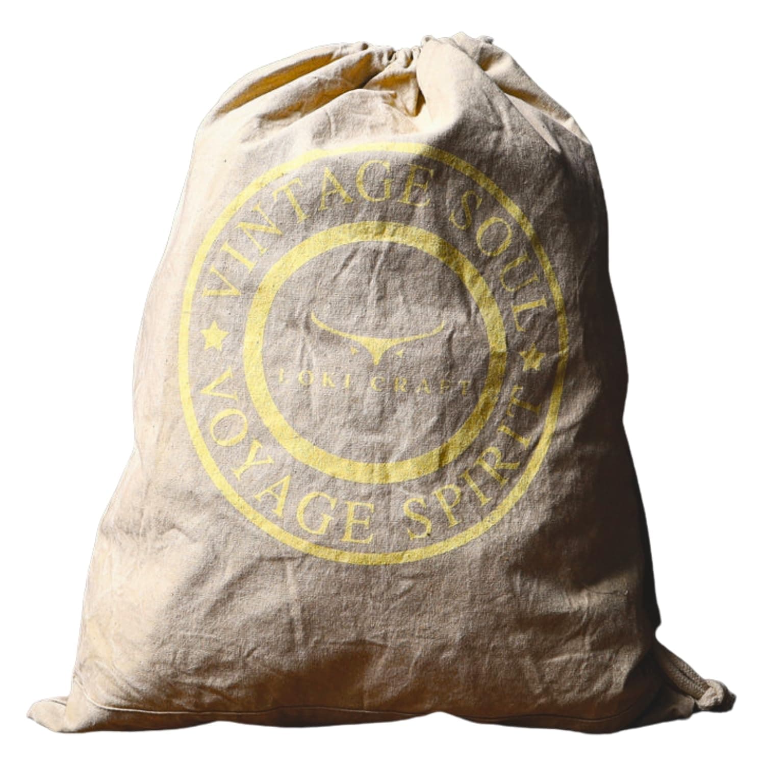 LOKICRAFTE Vanguard Canvas Drawstring Bag - 10L Lightweight and Durable Backpack, Sandy Yellow Color, 19x10x16 Inches - Versatile for Travel, Gym, and Everyday Use