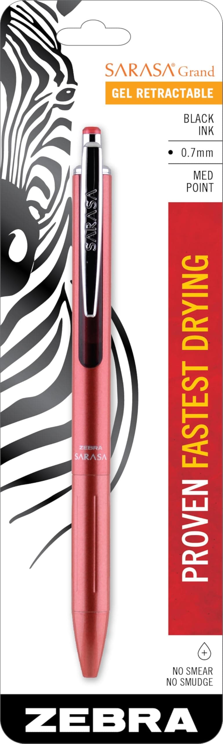 SARASA Grand Retractable Gel Pen, Solid Brass Barrel, Fast-Drying Black Ink, 0.7mm Point, Ideal for the Left Handed, Eliminates Smudging, Rose Gold Brass Barrel, 1-Pack, (45311)