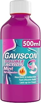 Gaviscon Double Action Mint Liquid 500ml - Heartburn & Acid Reflux Relief, Fast-Acting Formula, Protective Barrier, Long-Lasting Comfort, Suitable for Pregnancy, Digestion and Nausea