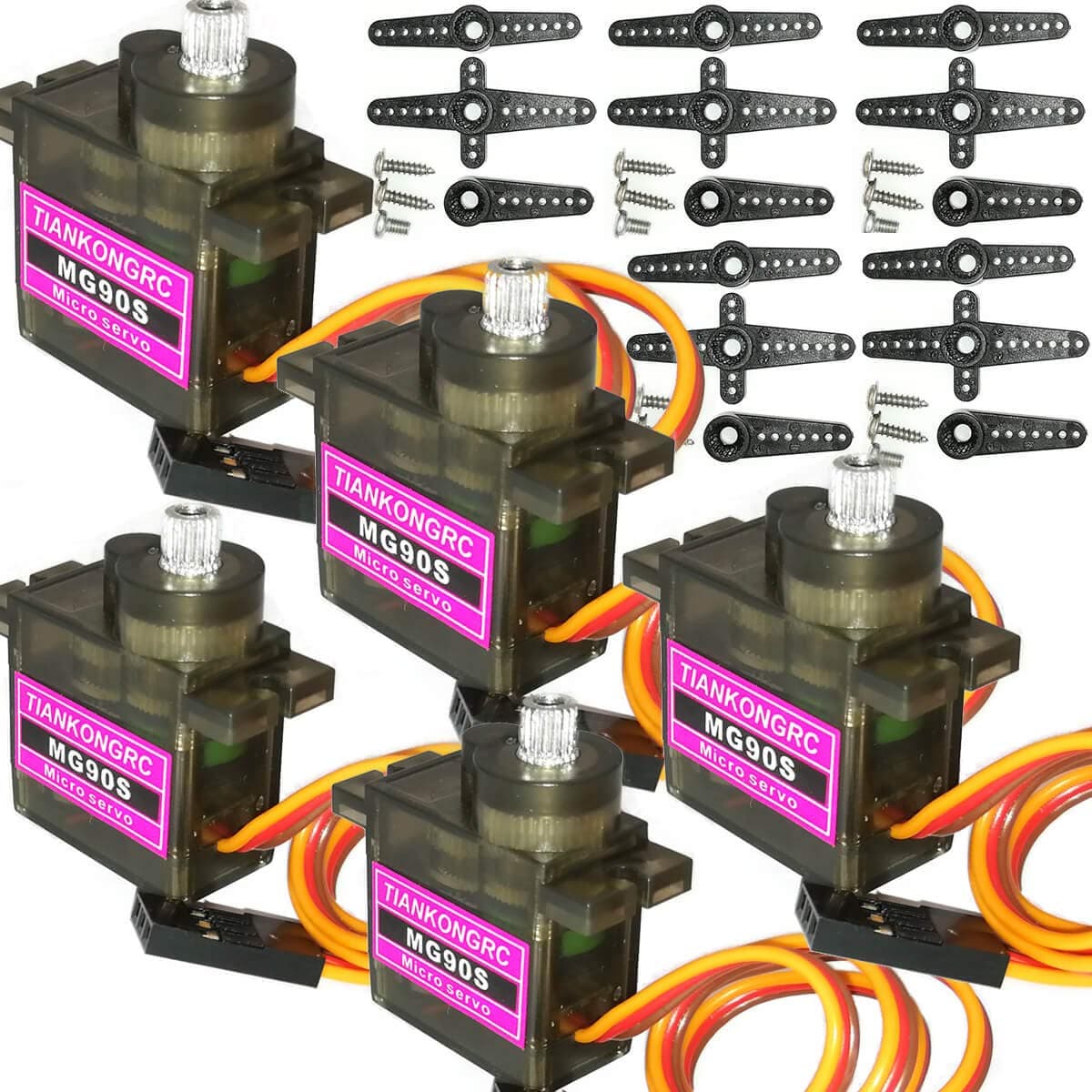 5pcs MG90S Servo, Micro Servo 2kg·cm in 4.8V, Angle 90°, Metal Geared by MakerDoIt