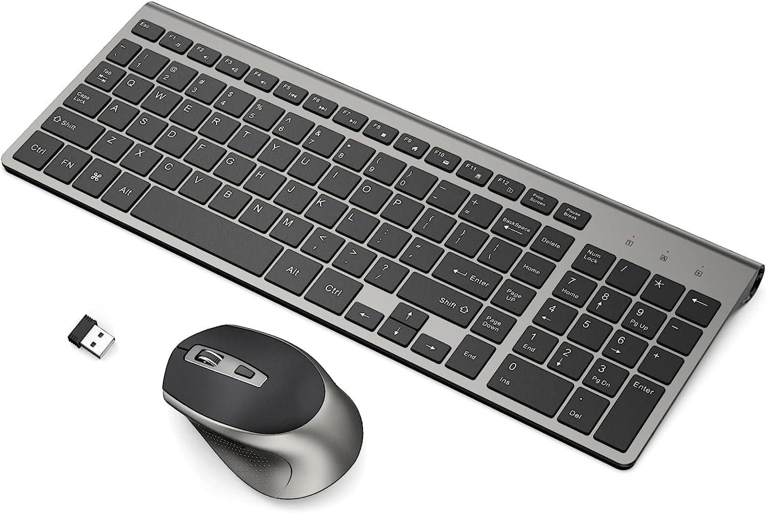 Wireless Keyboard Mouse Combo, J JOYACCESS 2.4G Ergonomic Computer Keyboard,Ergonomic Wireless Mouse for PC,Windows, Laptop, Desktop, Chromebook,Mac-Grey