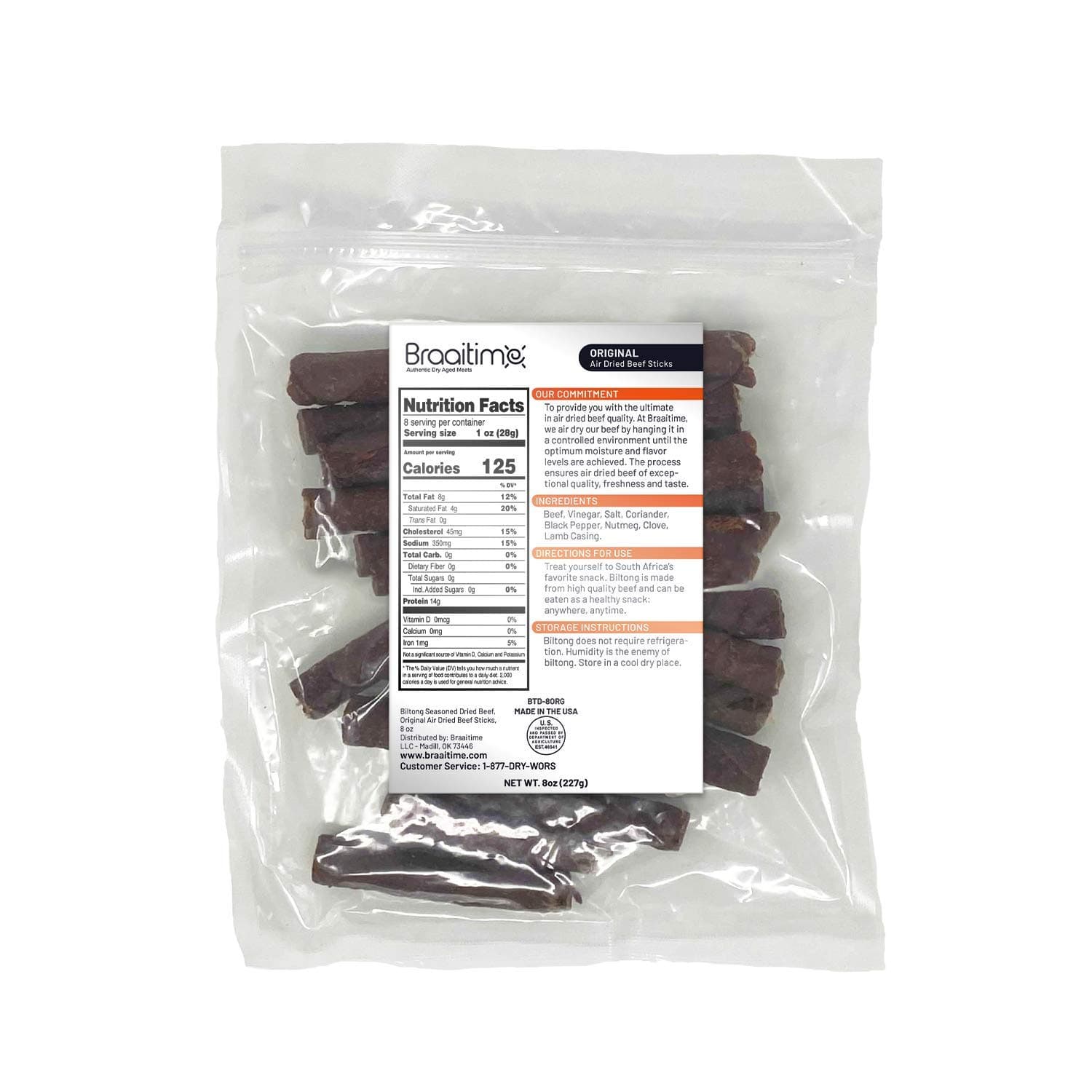 Droewors - Dried Beef Sausage - 8 oz