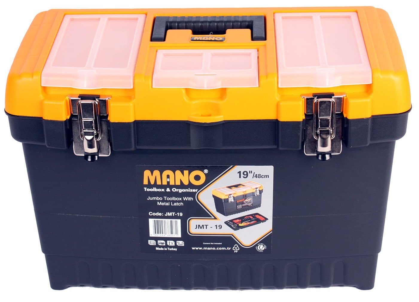 Mano JMT 19-inch Extra Deep Jumbo Super Strong Toolbox with Removable Organiser Tray and Lid Organiser