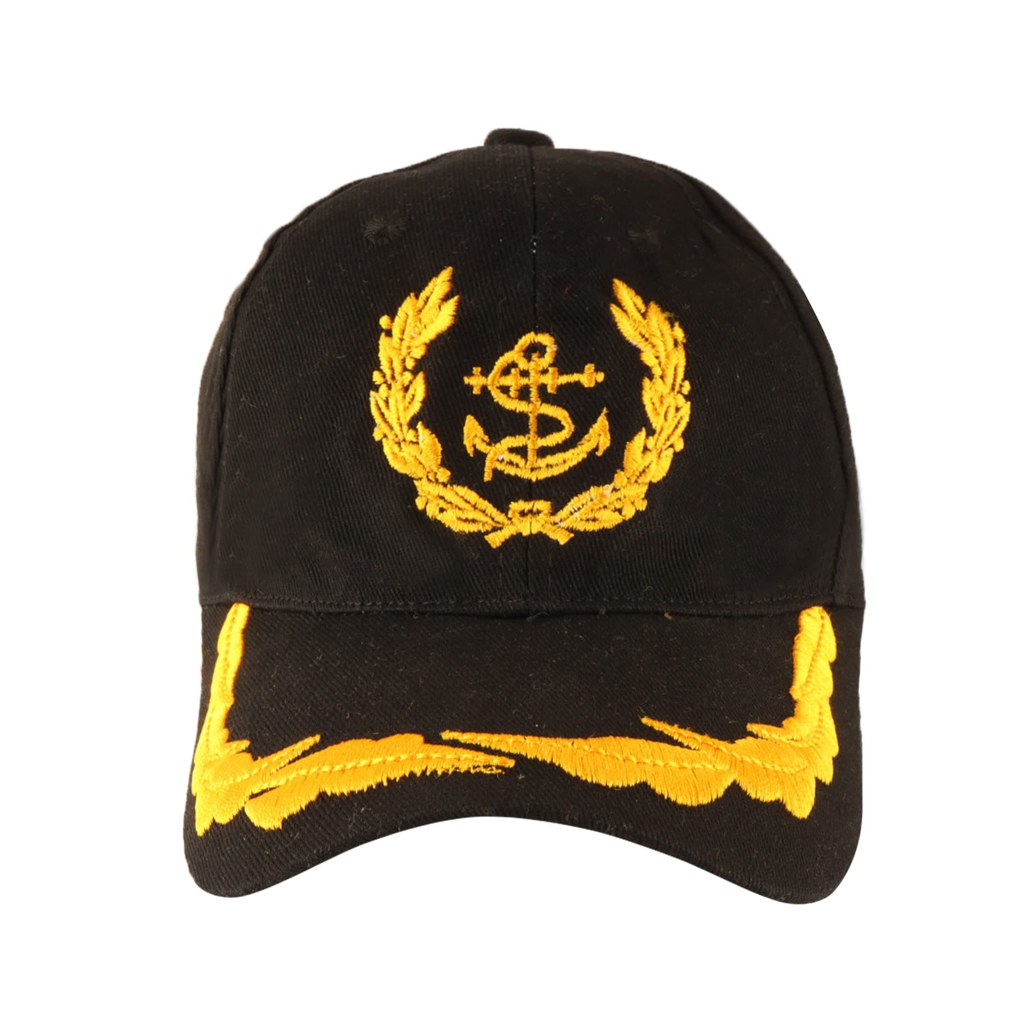 - Cotton Cap | Adjustable Caps | Uniform Accessory | Free Size Unisex Hat | Baseball Hats | Durable & Lightweight Comfortable Cap | Hat with Gold Embroidery | Merchant Navy Logo | 1