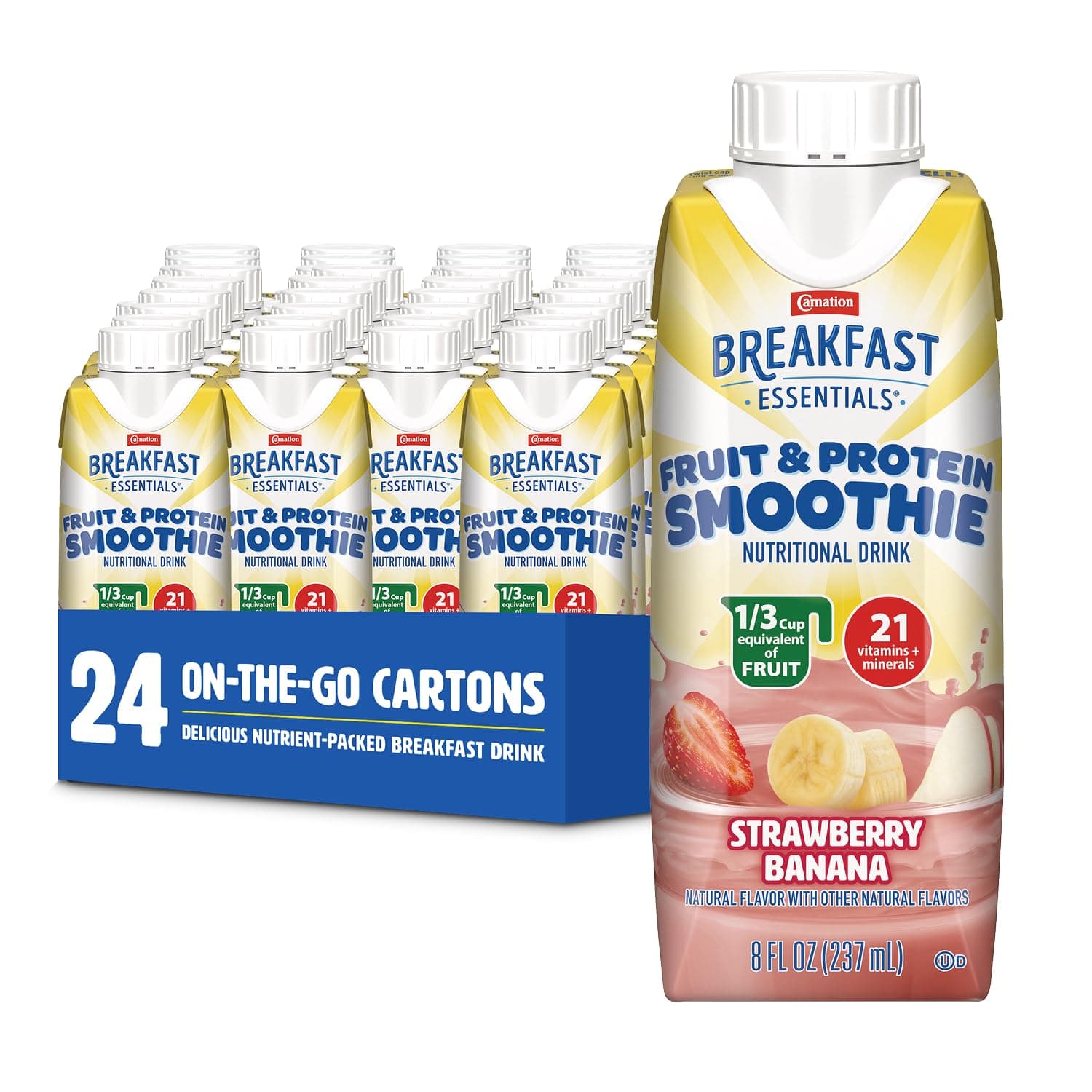 Carnation Breakfast Essentials Fruit and Protein Smoothie Nutritional Drink, ...