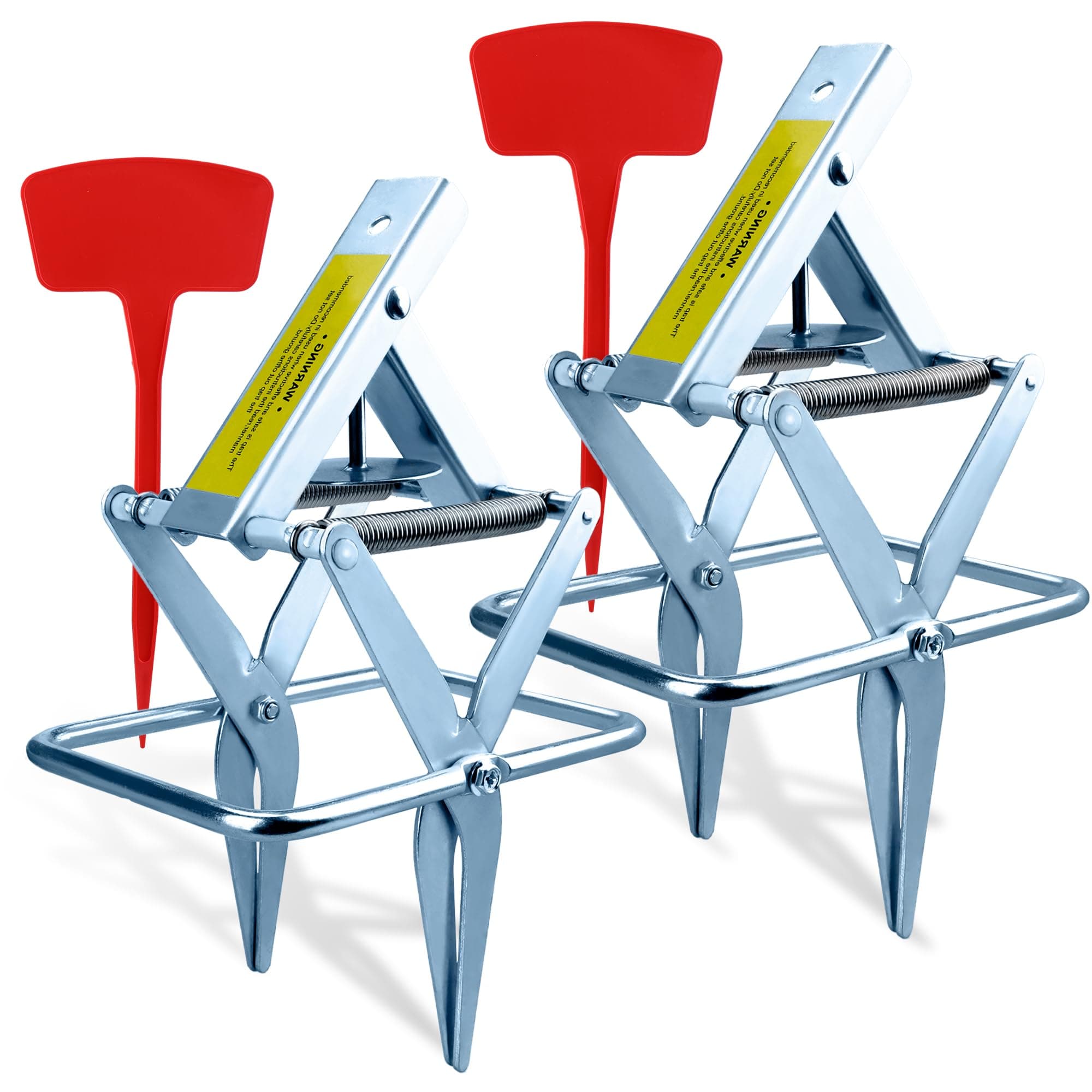 2 Pcs Mole Traps,Galvanized Steel Mole Scissor Trap,Reusable Mole Gopher Traps,Mole Killer,Easy Set Mole Eliminator Trap for Lawns