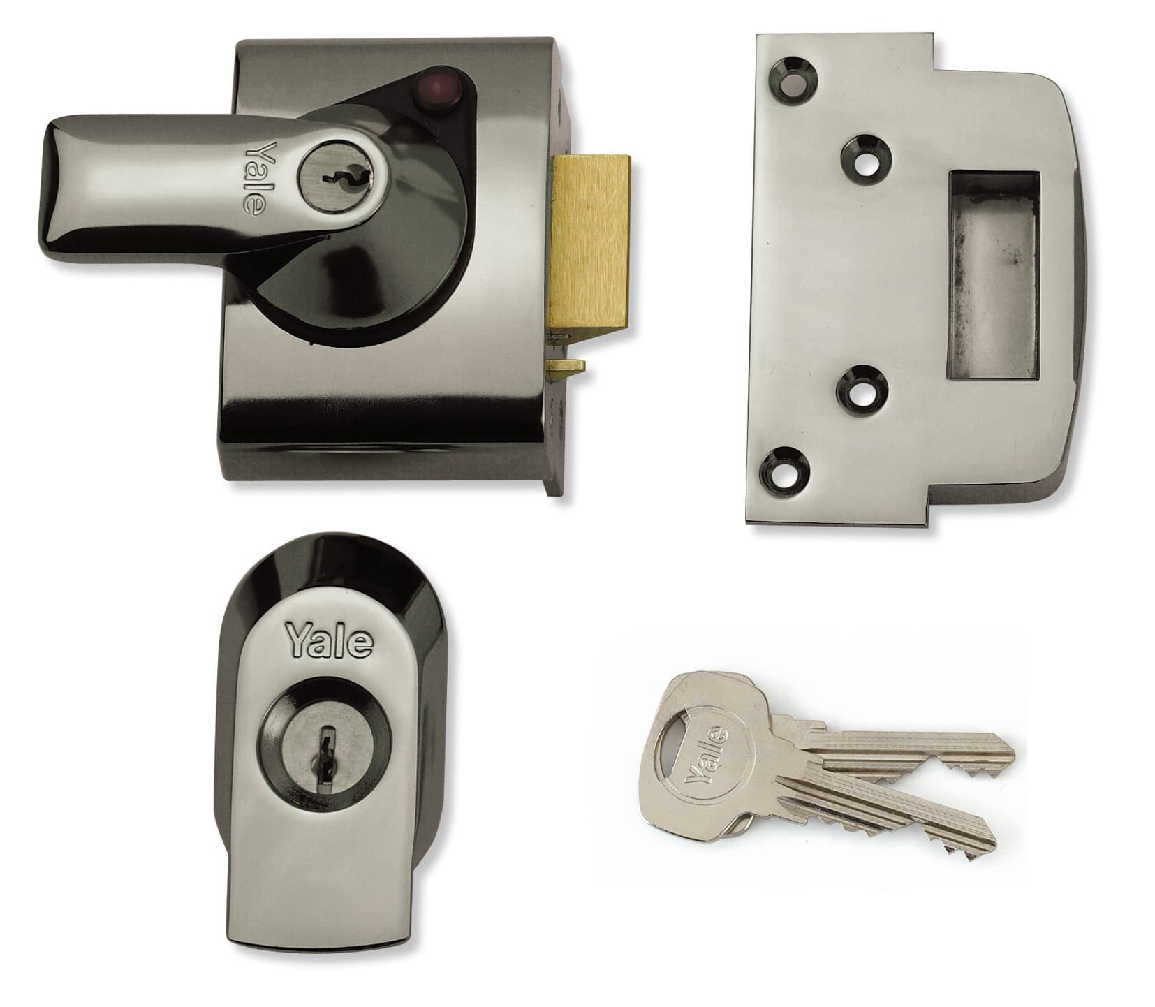 Yale P-BS2-CH-CH-40 - BS2 British Standard Nightlatch - 40mm - Chrome Finish - High Security Approved by Insurance Companies