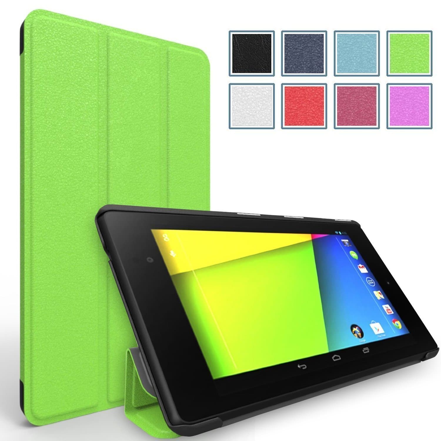 Google Nexus 7 2013 Case - Poetic Google Nexus 7 2013 Case [Slimline Series] - [Lightweight] [Ultra-slim] PU Leather Slim-Fit Trifold Cover Stand Folio Case for Google Nexus 7 2nd Gen 2013 Green (3 Year Manufacturer Warranty From Poetic)