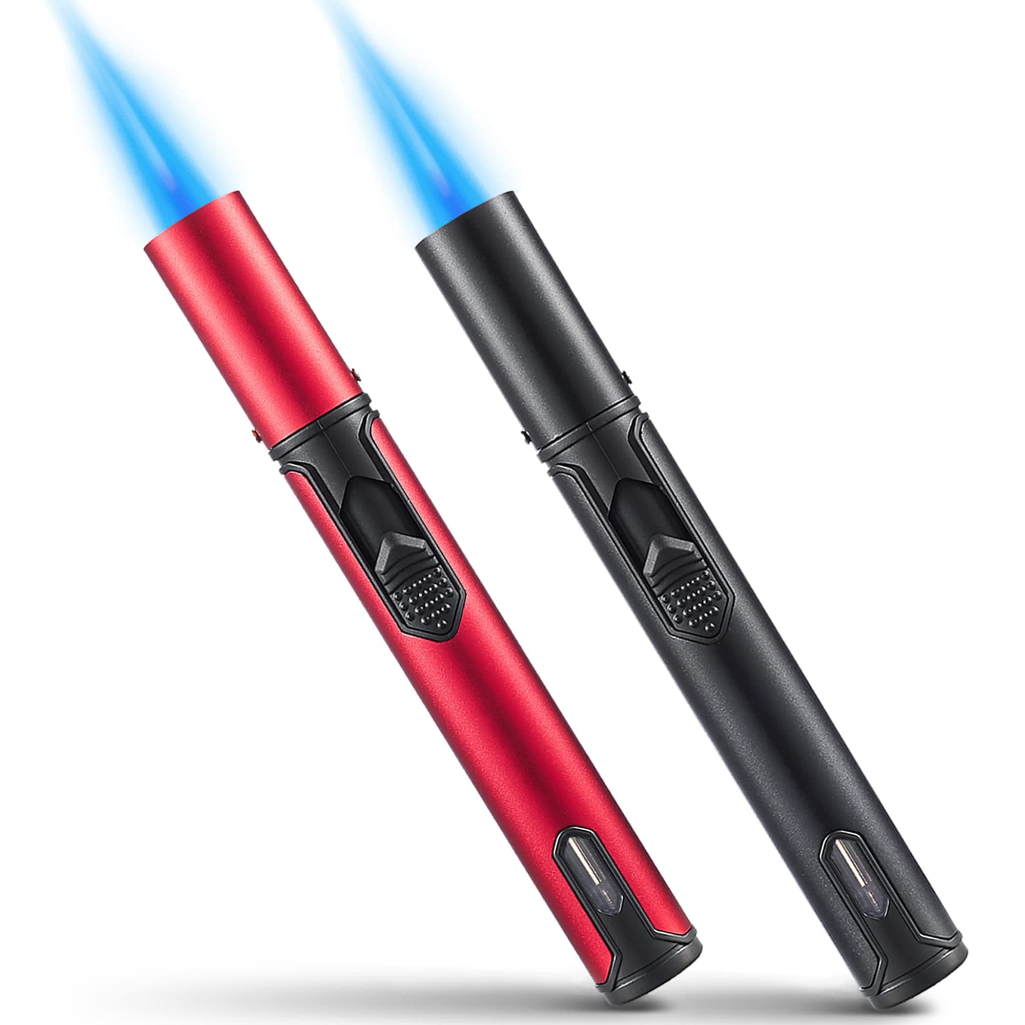 2 Pack Butane Torch Lighter, 6-inch Refillable Pen Lighter Adjustable Jet Flame Butane Lighter for Grill BBQ Candle Camping (Gas Not Included) Raven & Ruby