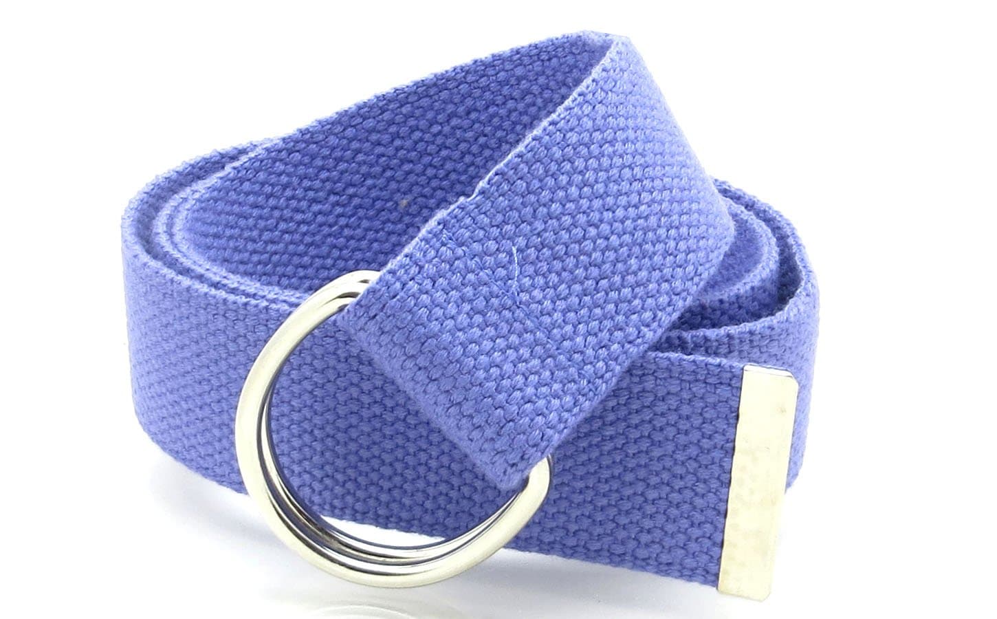 Canvas Web Belt Double D-Ring Buckle 1.5" Wide with Metal Tip Solid Color (Purple XL)