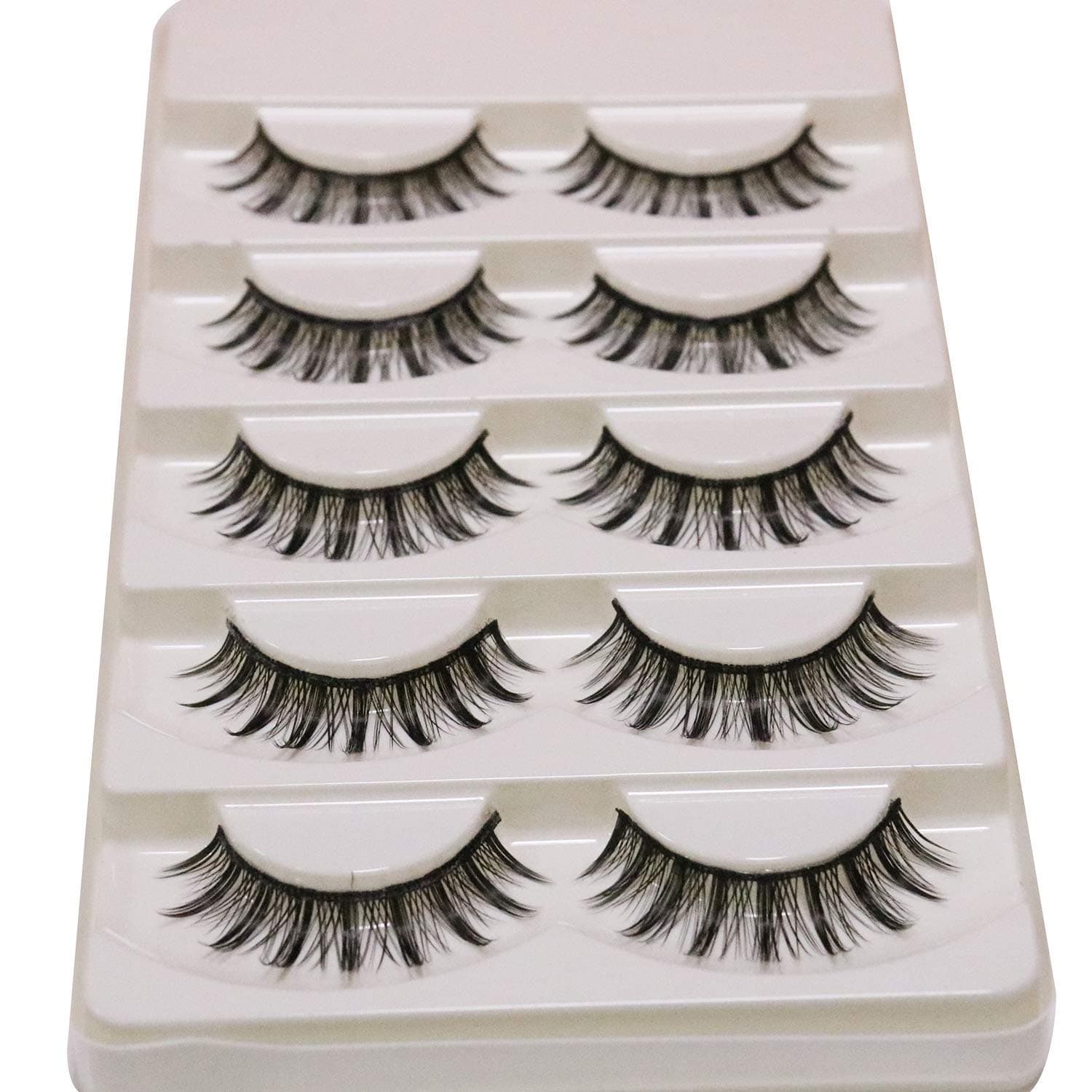 PURELEOR 3D Wispies Mink False Eyelashes Long Lashes With Volume for Women's Make Up Bulk Extensions Handmade Soft Fake Eye lash,5 Pack
