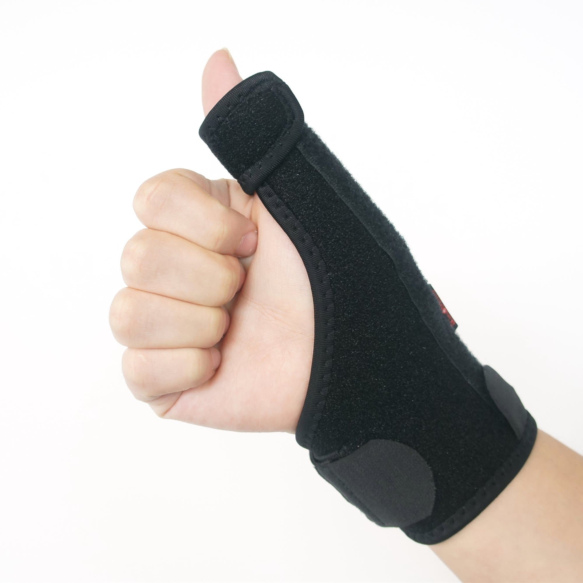 Trigger Thumb Stabiliser Support Brace - KingOfHearts Thumb Stabilizer with Removable Metal Splint Adjustable Wrist Strap for Carpal Tunnel Pain Relief Injury Recovery - Right Hand, PE Bag Packaging