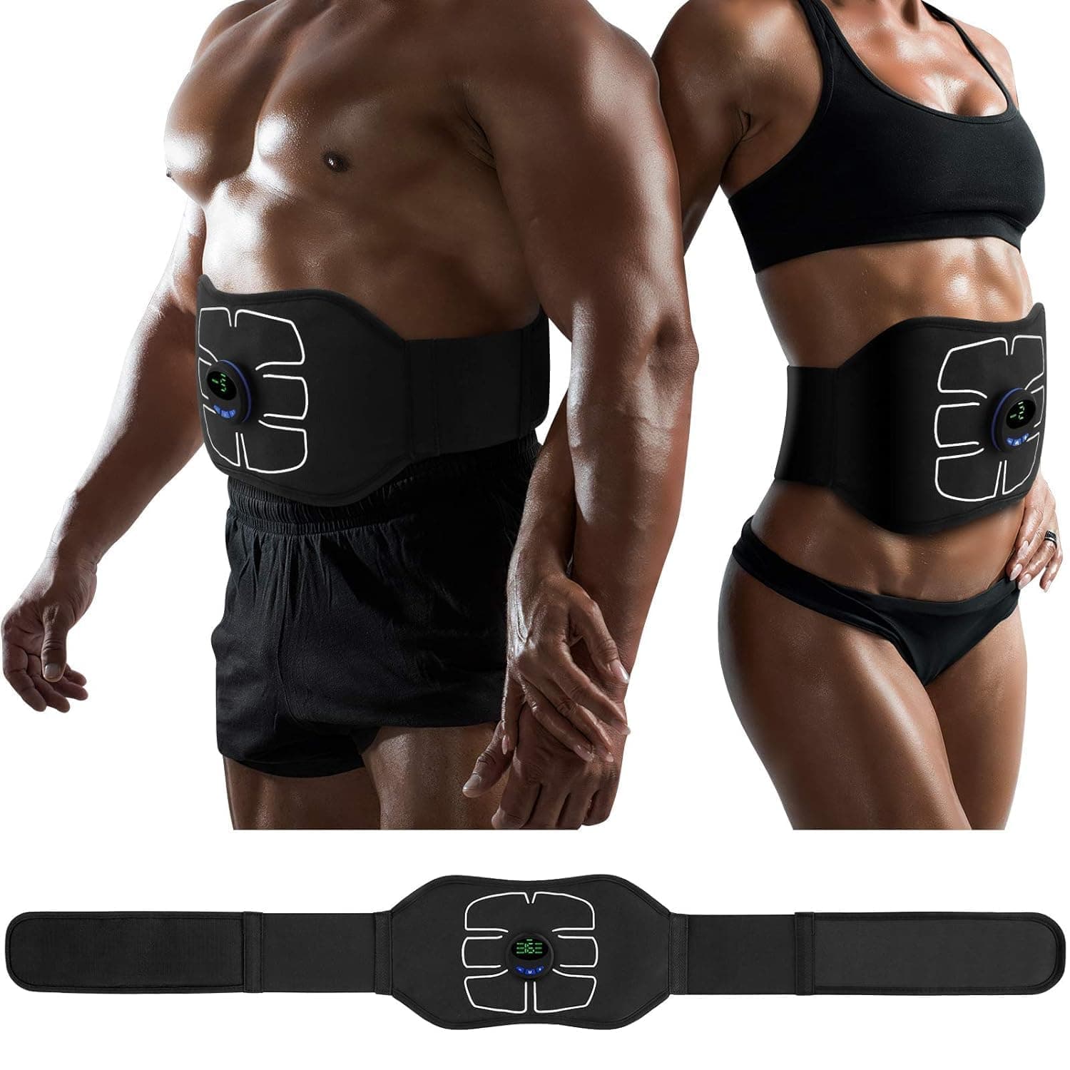 Wireless Ems ABS Stimulator,Ab Machine Abdominal Toning Belt Workout Portable Ab Stimulator Home Office Fitness Workout Equipment for Abdomen/Arm/Leg_N (Black)_New Model-2025