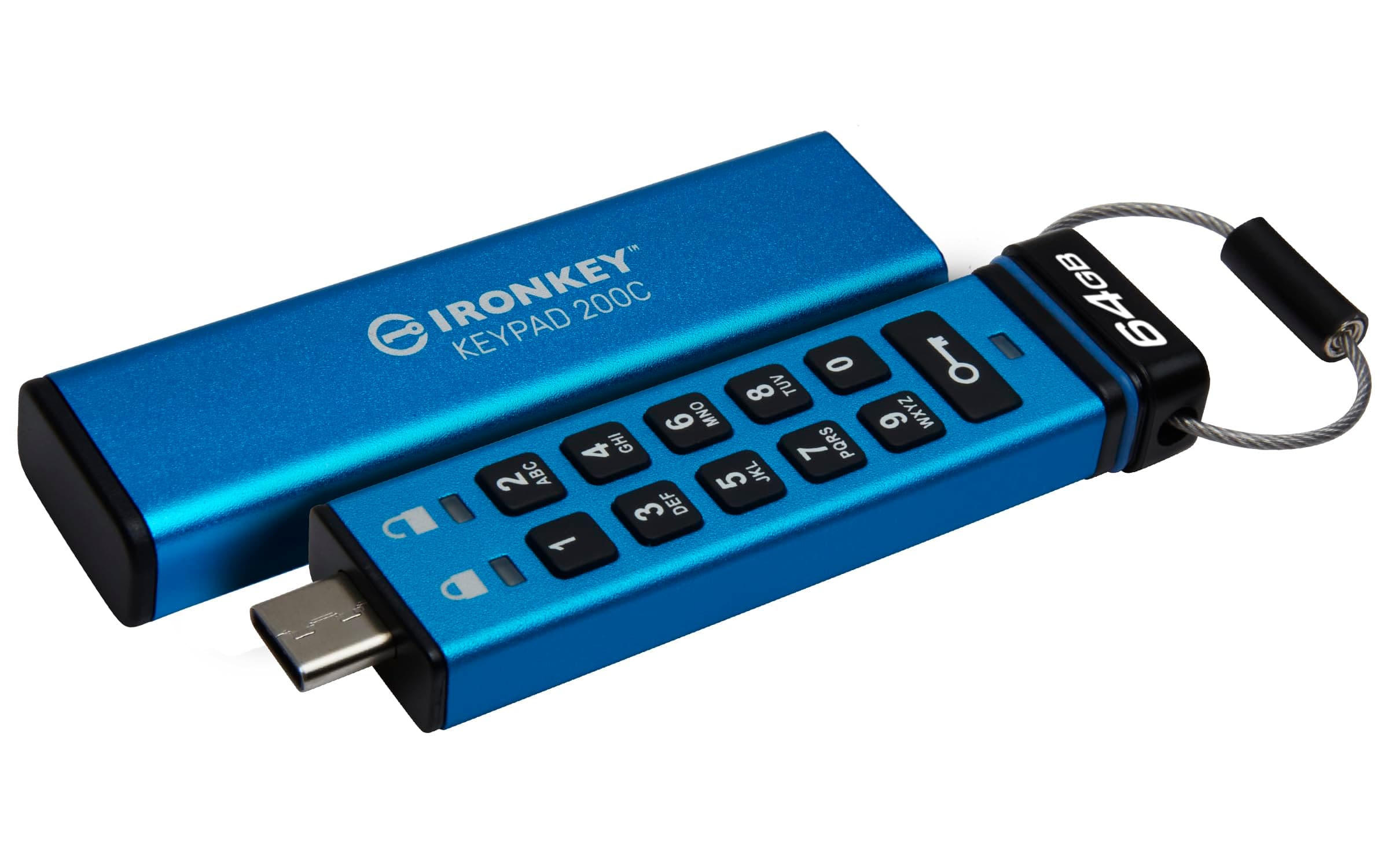 Kingston Ironkey Keypad 200 USB-C 64GB Encrypted Flash Drive | OS Independent | FIPS 140-3 Level 3 | XTS-AES 256-bit | BadUSB and Brute Force Protection | Multi-Pin Option | IKKP200C/64GB