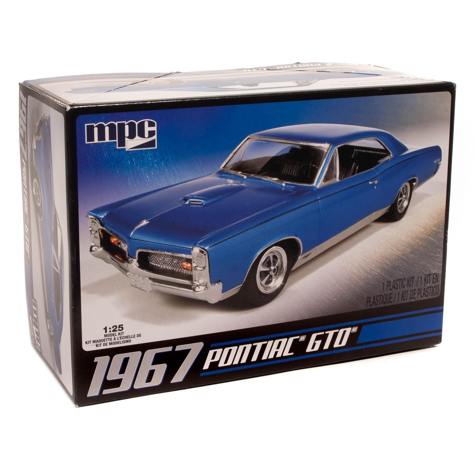 C.P.M. MPC: 1:25 Scale Model Kit - 1967 Pontiac GTO - Blue, 85+ Parts - Skill Level 2, Authentic Vehicle Building Kit, Replica Classic Car, Age 14+