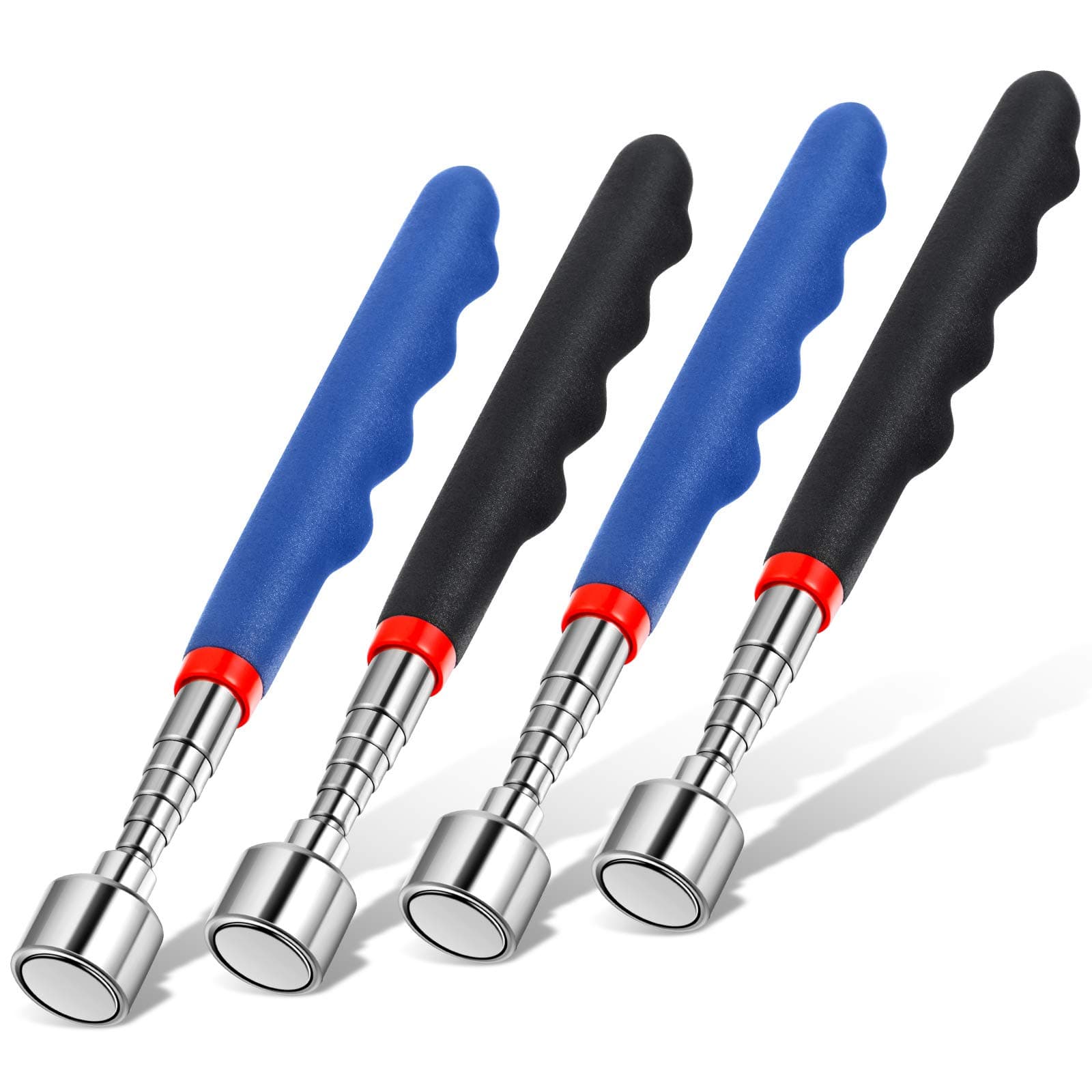 Telescoping Magnetic Pickup Tool 20 Lbs Magnet Extension Tool Telescoping 30 Inch Extendable Stick Gadget for Men Suitable for Birthday Valentine's Day Father's Day Christmas(Blue and Black,4 Pieces)